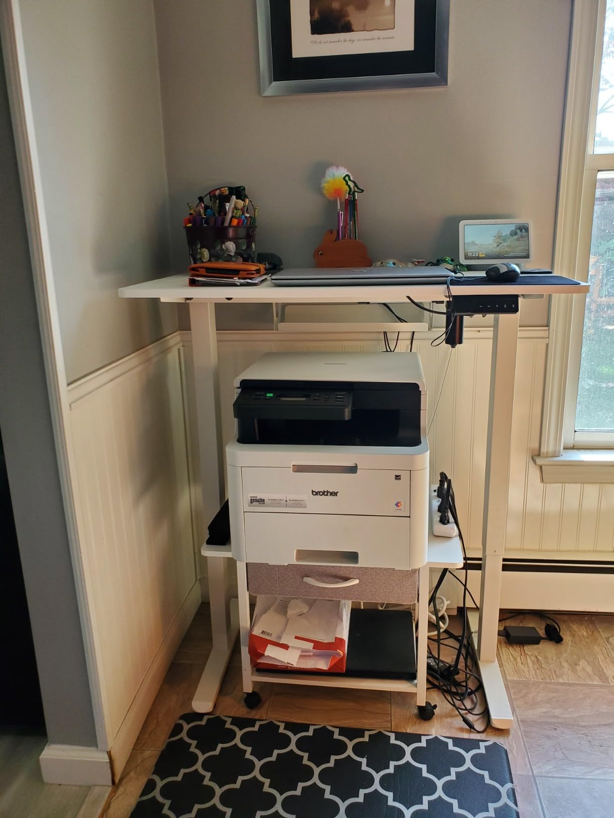 Kingant Standing Desk Height Adjustable Small Electric Stand Up Desks [35 x 20 Inch] - Ergonomic Sit Stand Desk Rising Desks for Home Office Computer Desk Stand Desk Workstation with Cable Management customer photo 2