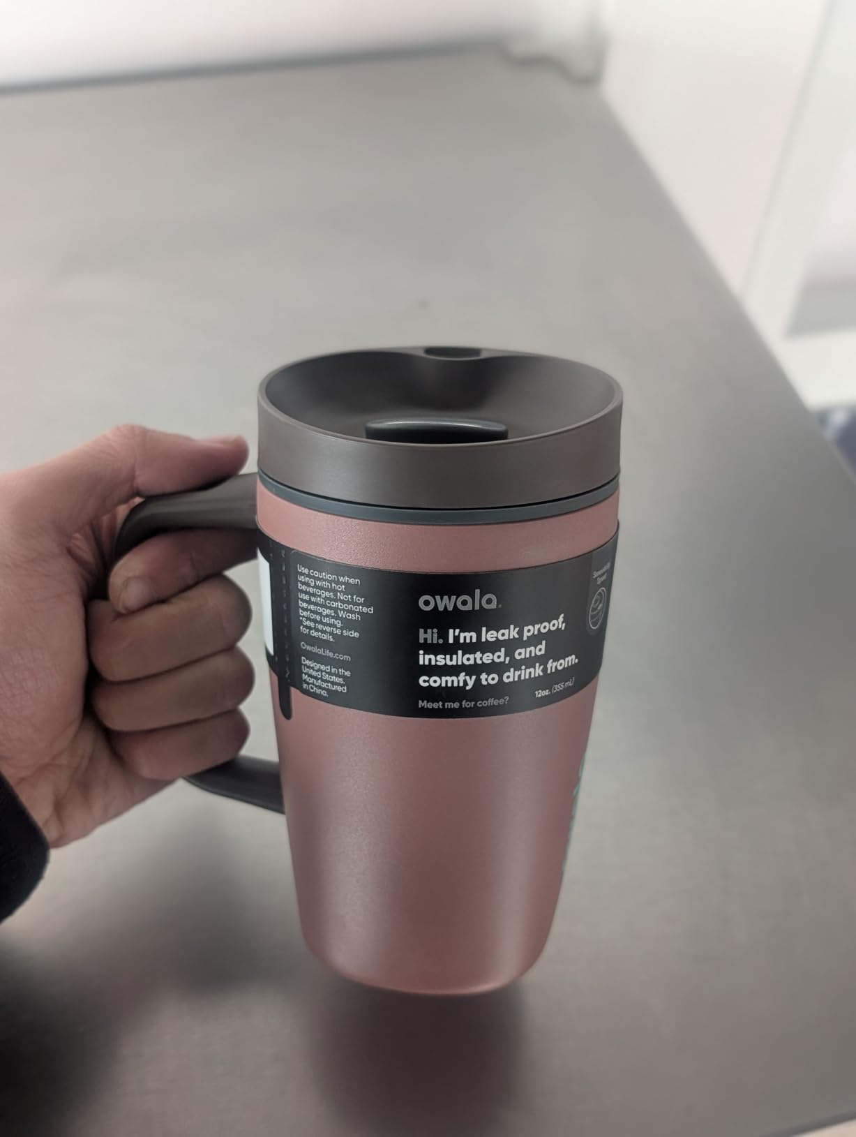 Owala SmoothSip Slider Insulated Stainless Steel Coffee Tumbler, Reusable Iced Coffee Cup, Hot Coffee Travel Mug, BPA Free 20 oz customer photo 1