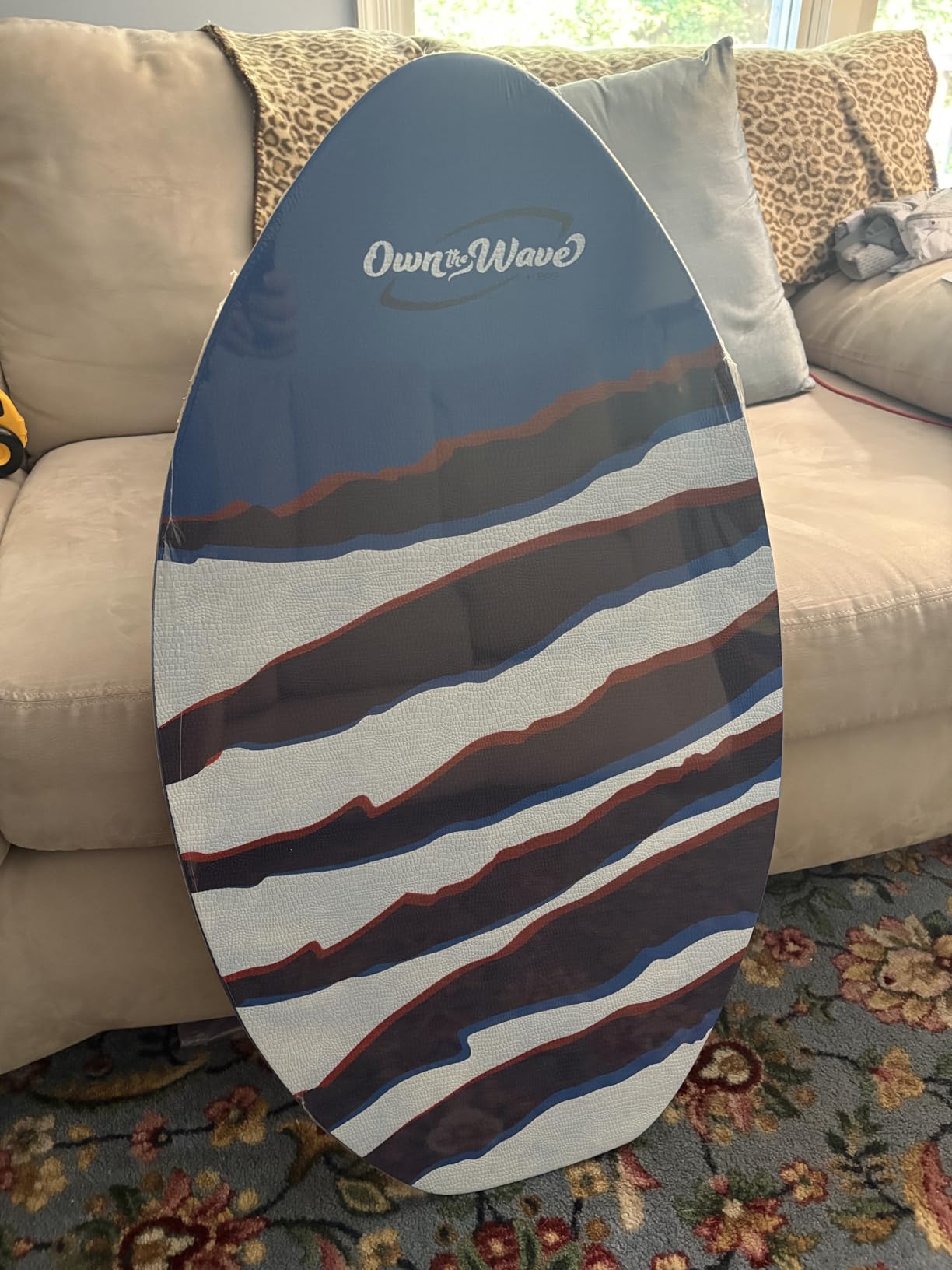 Own the Wave New Zealand 'Claw Strike' Skimboard with Colored EVA Grip Pad and High Gloss Clear Coat Wooden Skim Boards for Kids and Adults | Choose from 2 Sizes and Traction Pad Color customer photo 1