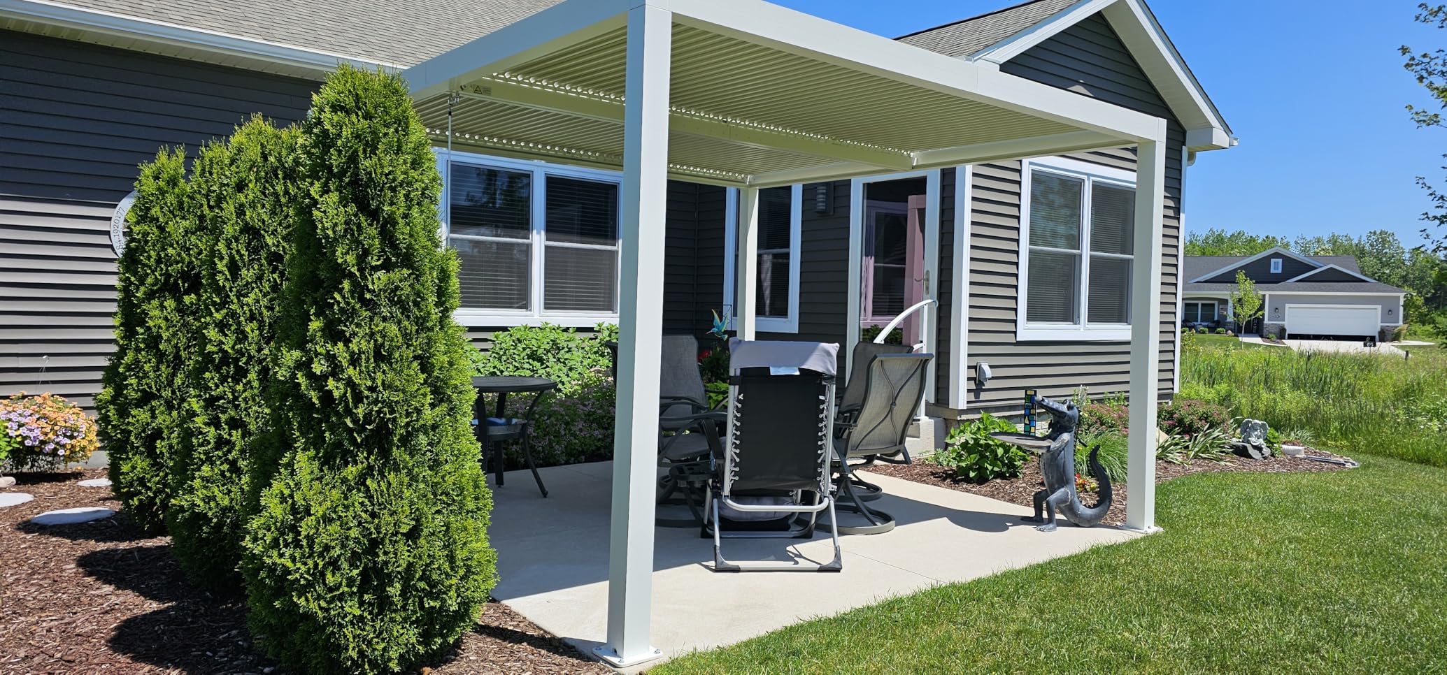 PURPLE LEAF White Louvered Pergola 12' x 16' Outdoor Aluminum Pergola with Adjustable Canopy Rainproof Hardtop Gazebo for Patio Garden Deck customer photo 2