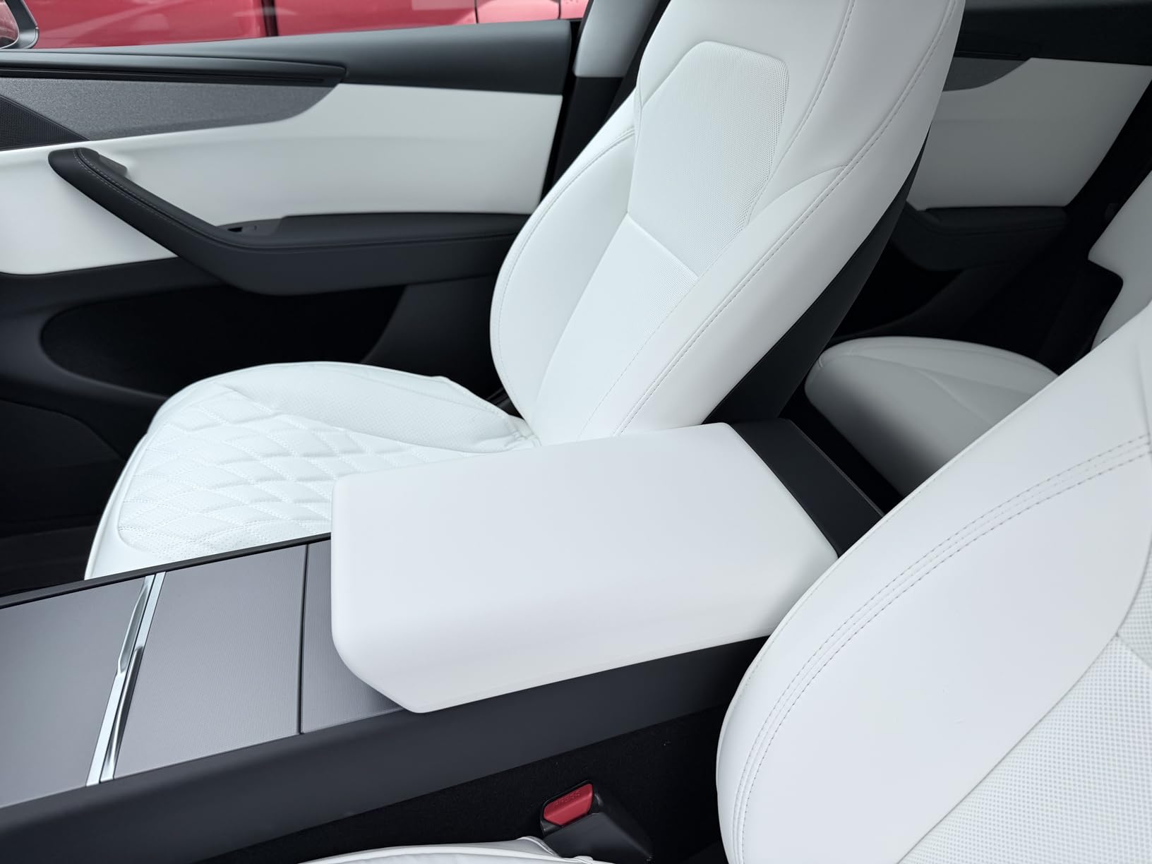 frani Center Console Armrest Cover Designed for Tesla Model 3 Highland 2024-2026 and Model Y Juniper 2026 Refresh, Non-Slip Designed with EZ Snap On Install - Black customer photo 2