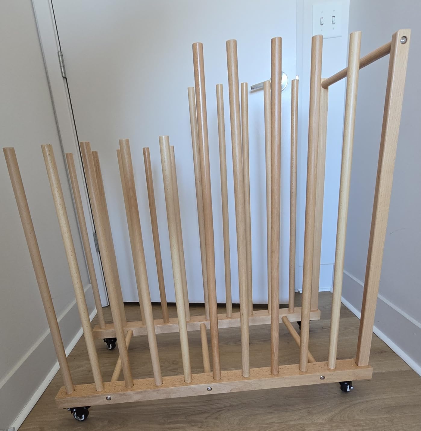 Art Storage Rack, Wood Art Drying Storage Stand with Handle & Caster Wheels, Art Canvas Storage customer photo 2