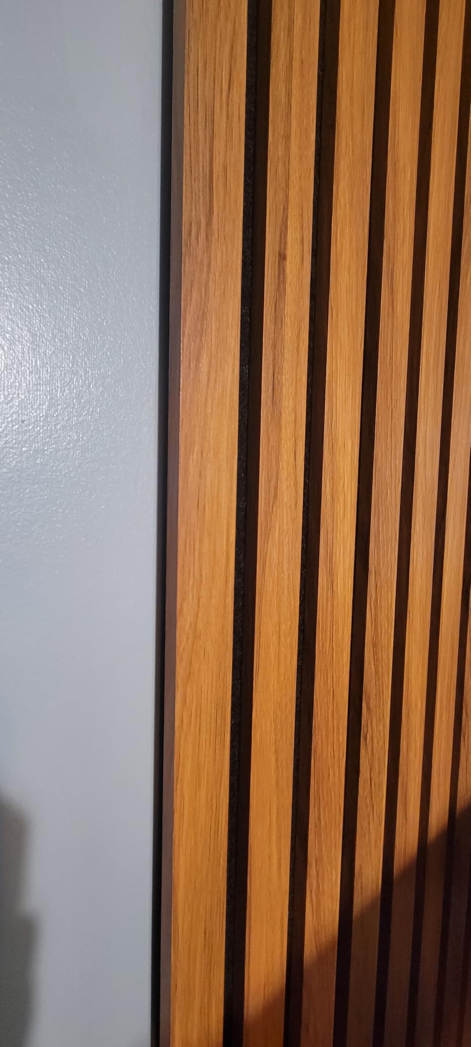 NeatiEase Wood Panels for Wall, 4-Piece 96 x 12.6 Soundproof Wood Slat Wall Panel for Interior Wall Decor Noise Cancelling, Acoustic Wall Panels, Sound Absorbing Panel (Teak) customer photo 1