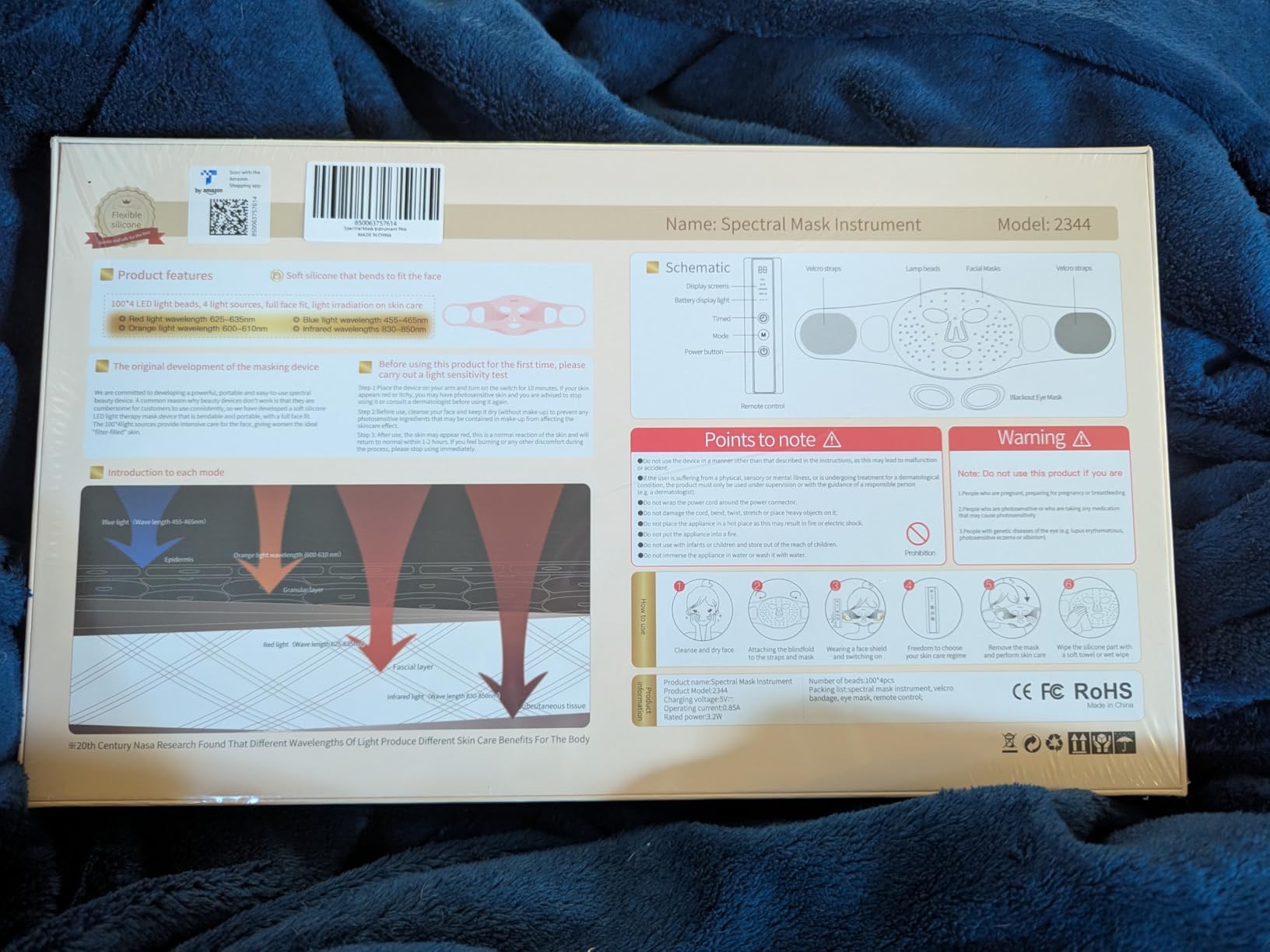 LED Face Mask Light Therapy, 4 Modes Portable Red Light Therapy for Face, 2000mAh Rechargeable Remote, Blue, Orange, 850NM Infrared & Red Light Mask, 400 LEDs, Timing Function, at Home & Travel customer photo 1