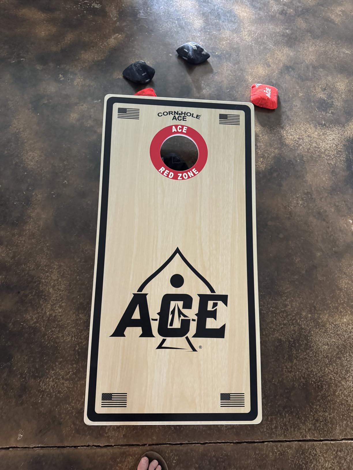 CornholeAce ACE Zone All Weather Pro Cornhole Board Set, Waterproof 4x2 Regulation Size, Made in USA, Triple Wide Legs, 3/4