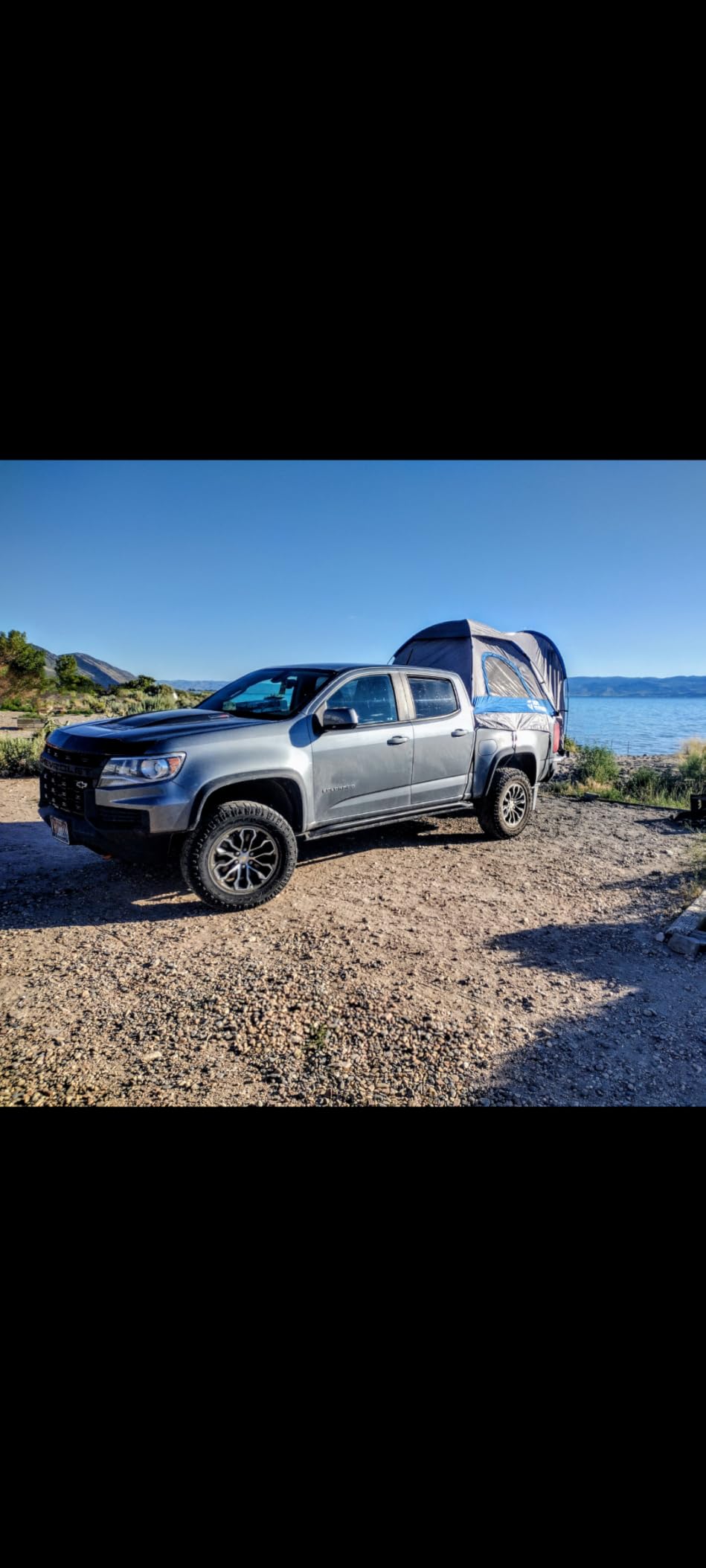 JOYTUTUS Truck Tent with Rainfly 5.5Ft-5.8Ft, Straight Spacious Truck Bed Tent with Sky View Mesh, Waterproof PU2000mm Double Layer for 2 Person, Gray Blue customer photo 1