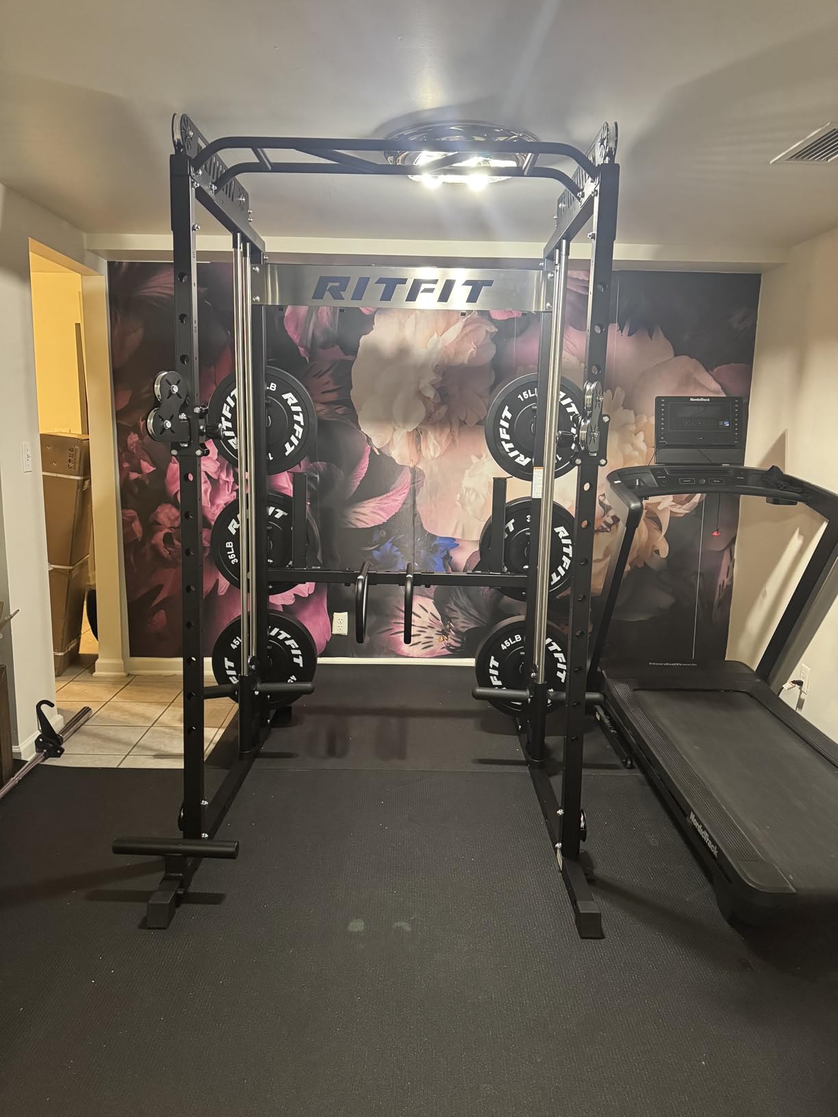 RitFit M1 Pro Smith Machine Cable Crossover Power Cage Home Gym | Dual 360 Cables, Barbell & Handles, LAT Pulldown, 1850LBS Weight Capacity customer photo 1
