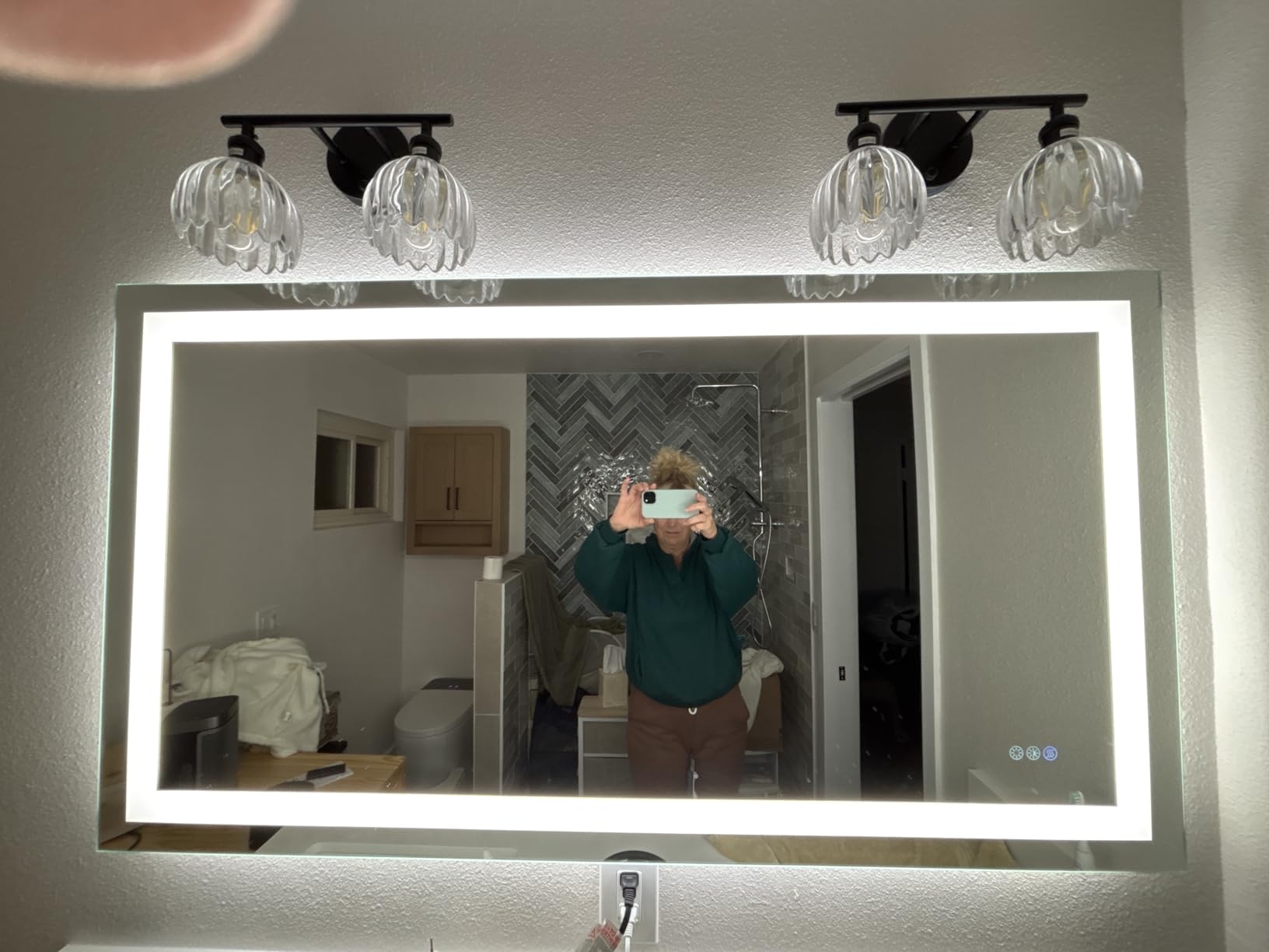 30x30 Inch Led Mirror for Bathroom with Front Light and Backlit, Bathroom Mirror with Led Lights, Vanity Mirror with Lights for Wall, Anti-Fog, Dimmable, Memory Function, Tempered Glass customer photo 1
