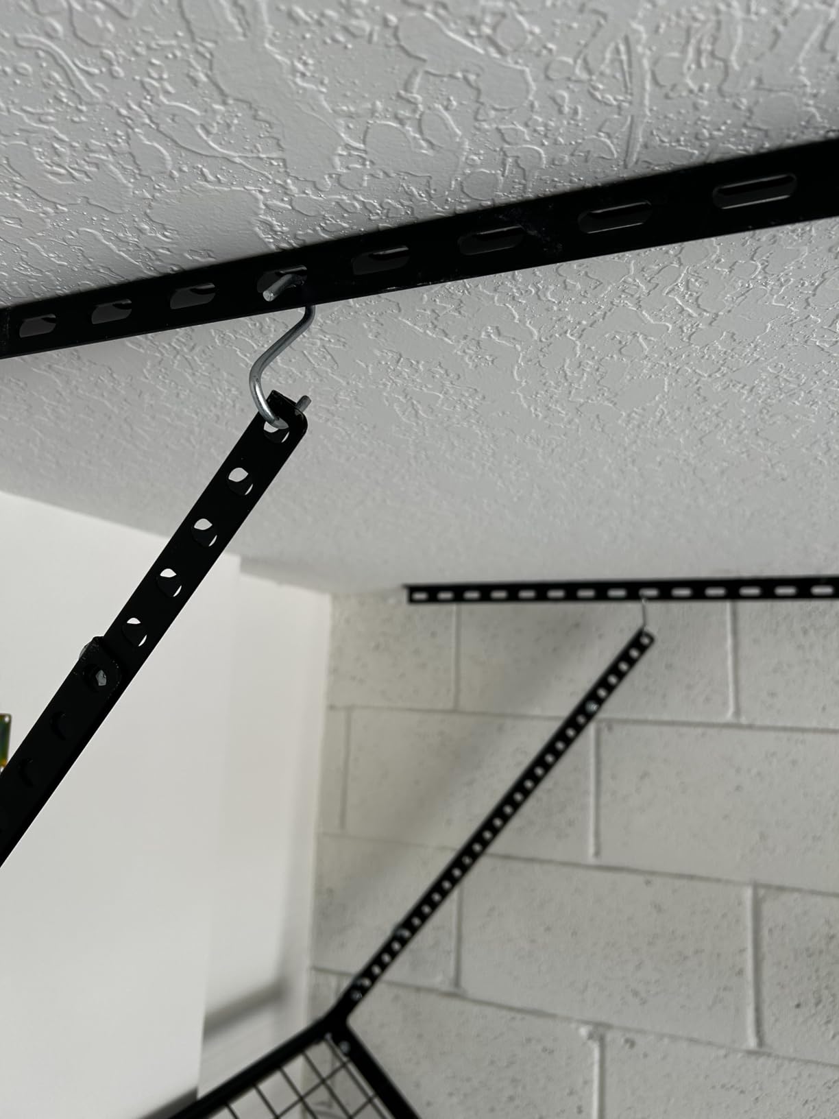 GIOTORENT 3x8FT Heavy Duty Overhead Garage Storage Rack - Adjustable Ceiling Shelving with 600lbs Weight Capacity, Metal Garage Organization System, White customer photo 2