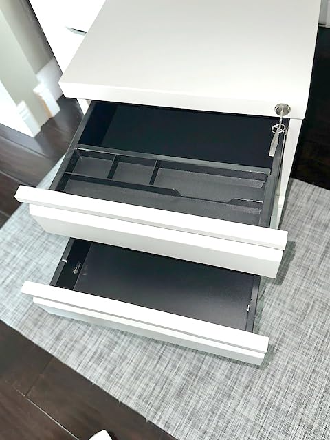 Metal File Cabinet with Lock, 2 Drawer Lateral File Cabinets for Home Office, Printer Stand, Heavy Duty Office Storage Cabinet for A4/Letter/Legal Size, Assembly Required(Black) customer photo 1