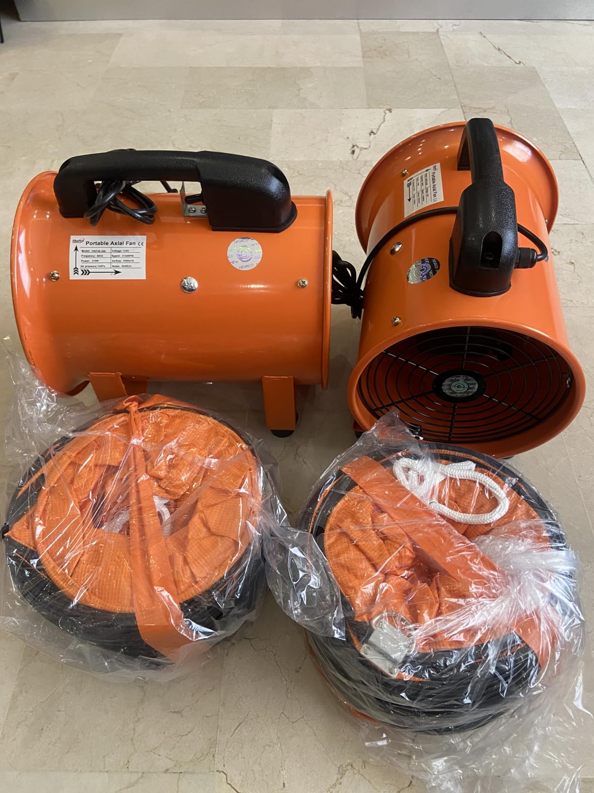 12-Inch High-Velocity Portable Utility Blower Fan, Industrial Exhaust Fan with 33ft Flexible Duct Hose, 3150 RPM Low-Noise Ventilator for Basements, Workshops, Warehouses, and Confined Spaces customer photo 1