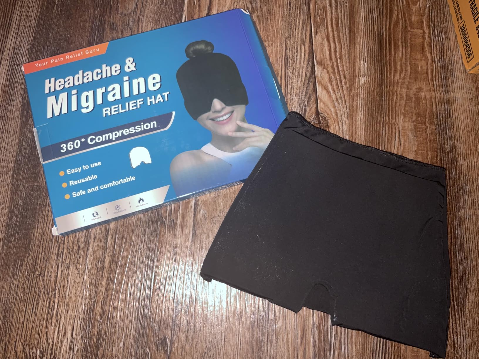 Migraine Relief Cap, Headache Relief Hat for Migraine Cap, Hot and Cold Therapy, Headache Eyes Mask for Stress Relief, Ice Pack Head Wrap for Sinus, Puffy Eyes, Tension,Black customer photo 2
