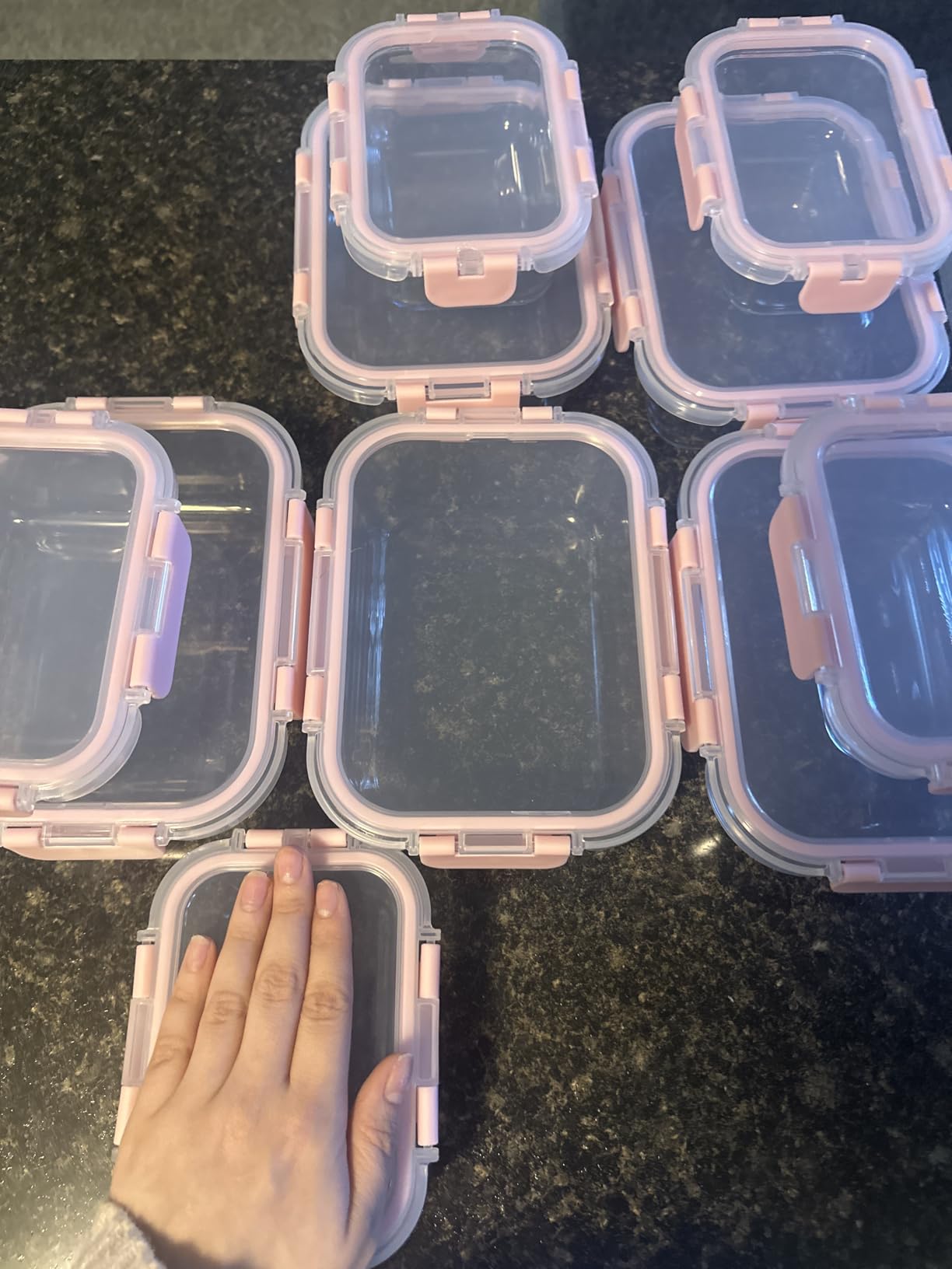 KOMUEE 10 Pack Glass Food Storage Containers, Meal Prep Containers with Lids, Airtight Glass Lunch Boxes, Freezer, Oven, and Microwave Safe customer photo 2