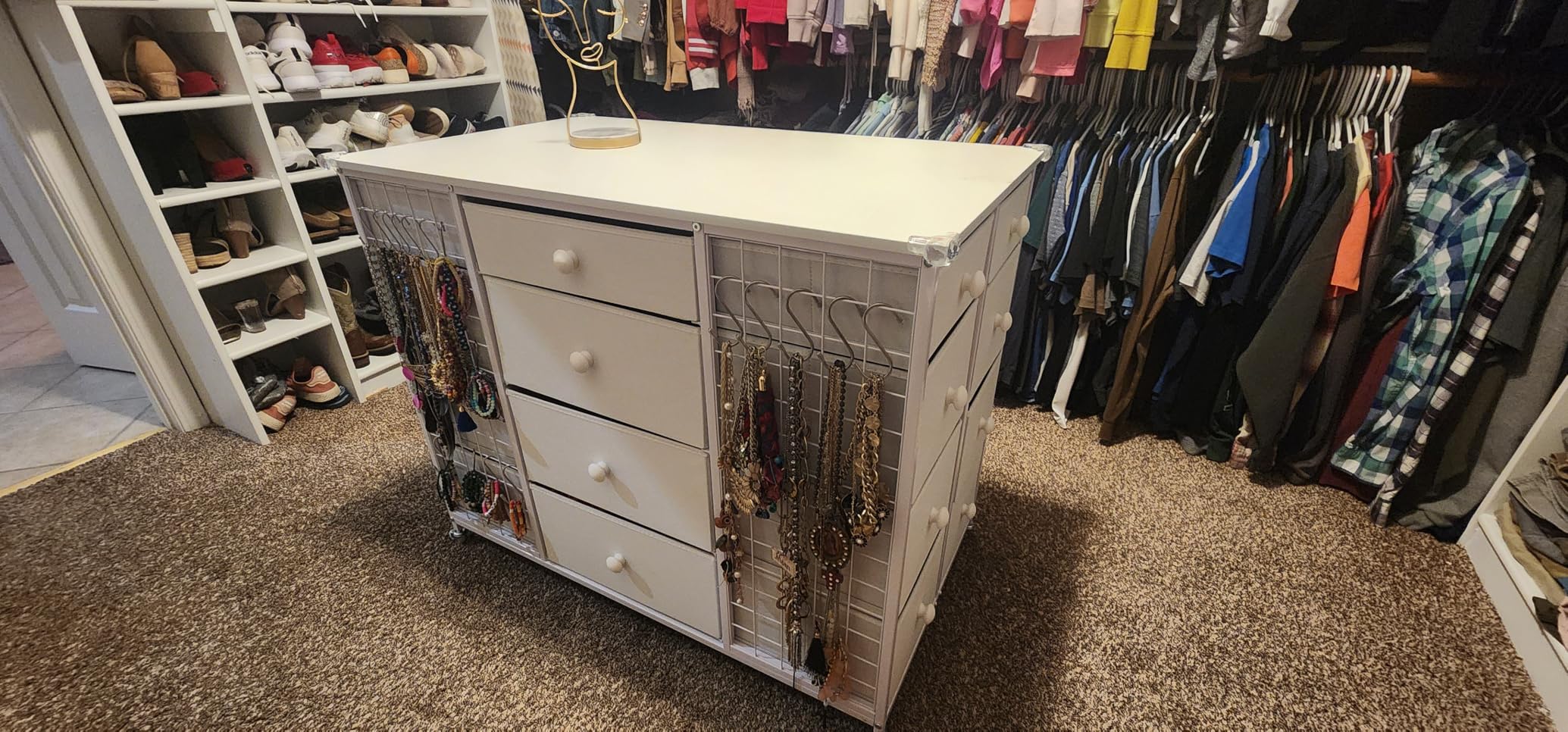 EnHomee 24 Drawers Black Dresser for Bedroom, Dressers & Chests of Drawers with 4 Wheels and 40'' * 23'' Wide Wooden Top, Metal Frame, Organizer Island with Hooks for Bedroom, Cloakroom, Dressing Room customer photo 1