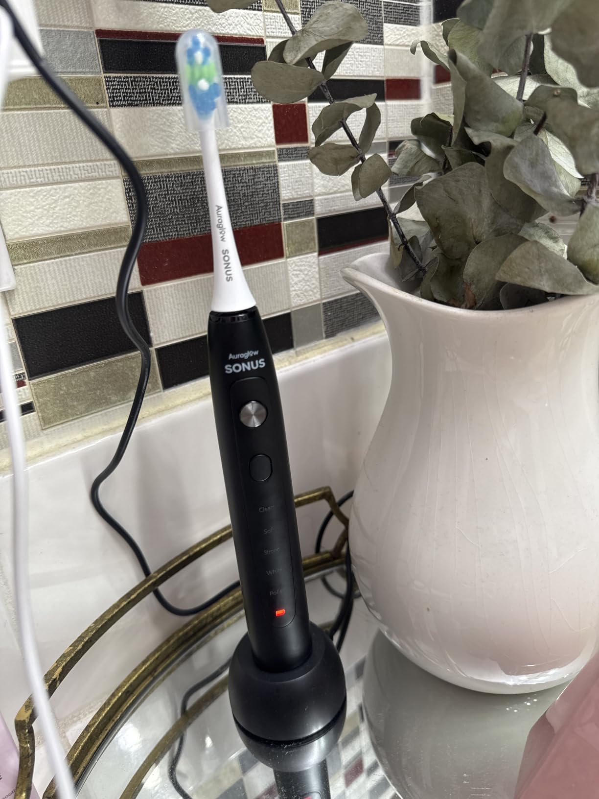 AURAGLOW Sonic Electric Toothbrush for Adults - Rechargeable, 40,000 VPM, 5 Modes, Removes 10x More Plaque, IPX7 Waterproof, Wireless Charging, 30-Day Battery, 2 Brush Heads & Travel Case customer photo 1
