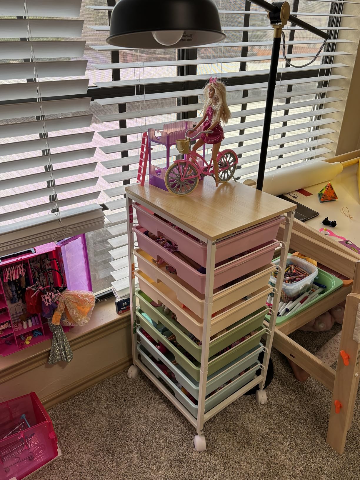 Storage Cart with 8 Drawers, Utility Cart with White Drawers and Wooden Tabletop, Craft Cart, Teacher Organization for Classroom, Storage Furniture, Office Organization, Green customer photo 2