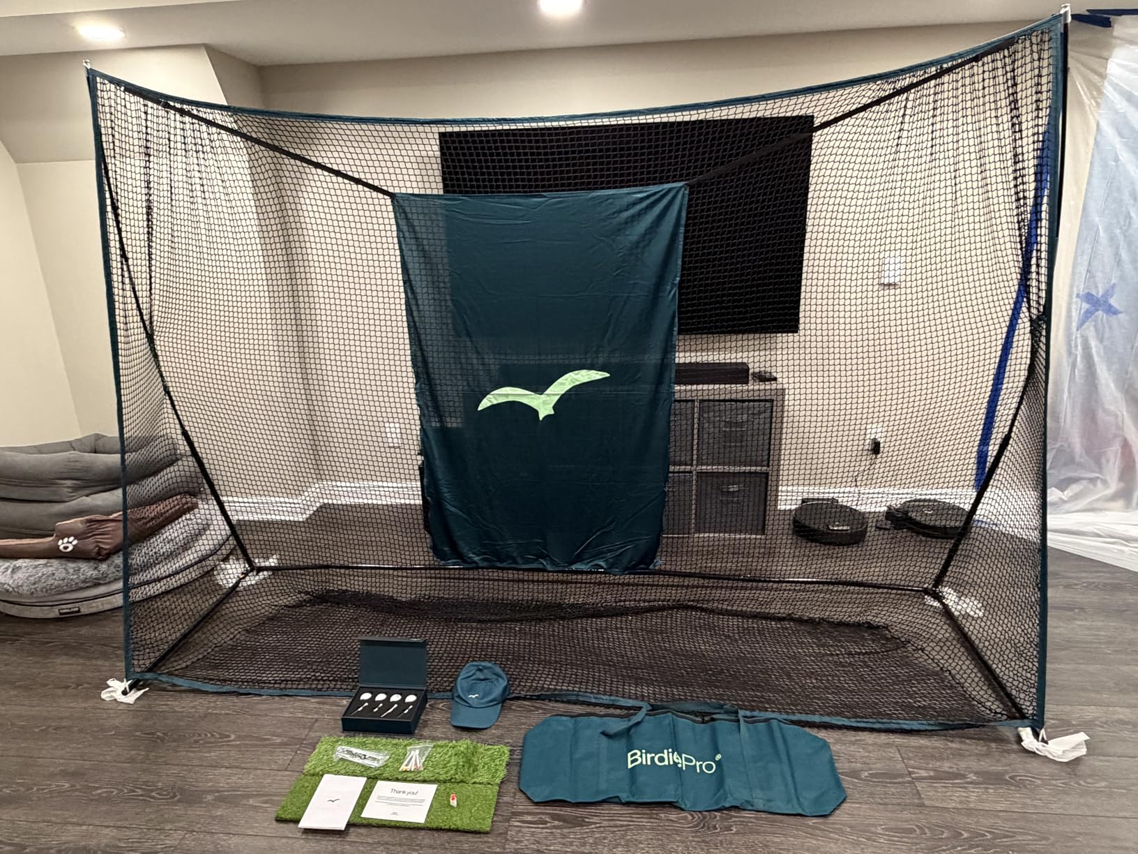 BirdiePro American Pro Golf Practice Net, 10x7ft Heavy Duty Golf Hitting Net with EchoShield Target & FlexWeave Net, Indoor Outdoor Training Backyard, Full Set with Mat, Balls & Cap customer photo 1
