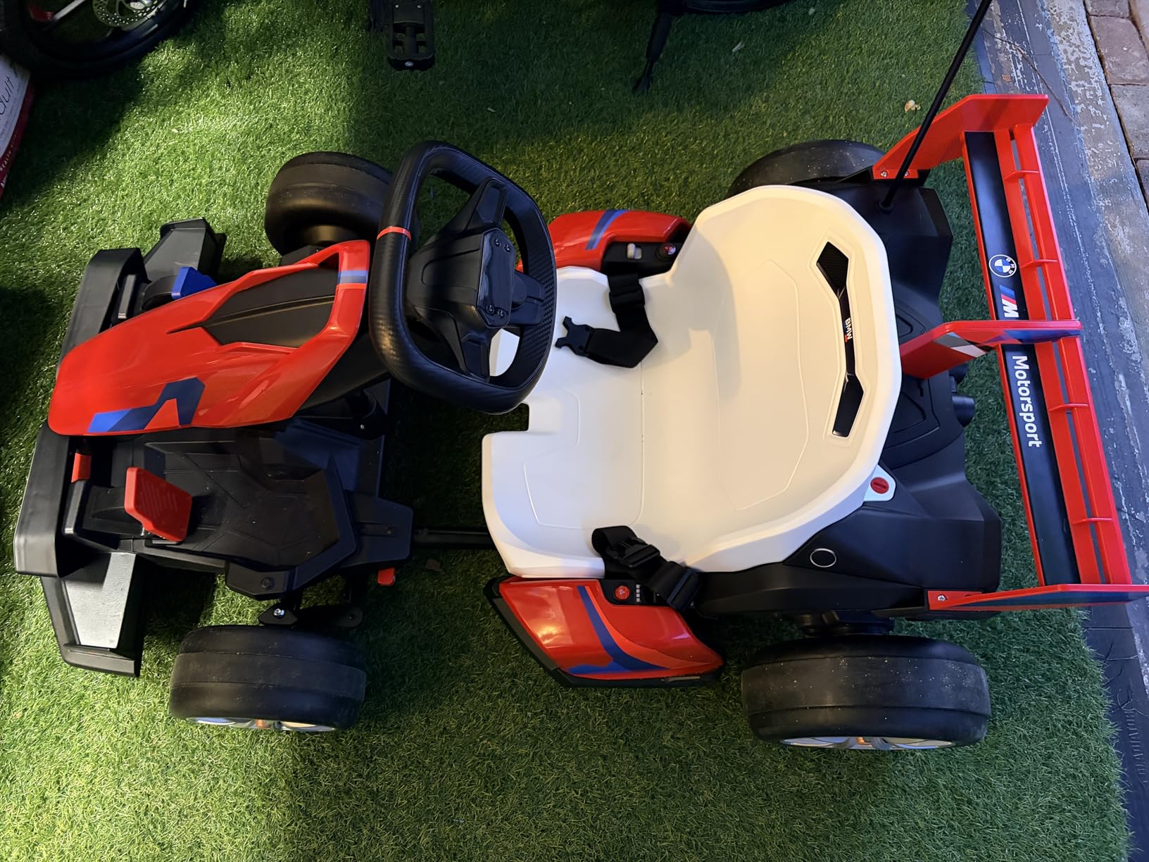 Wanan Electric Go Kart with Adjustable Seat, 24V Licensed BMW Drift Kart with Dual 2 x 200W Motors, Crazy Go Cart for Kids Ages 6-12, LED Lights, Drift Mode and 2 Speed (White, 24V) customer photo 2