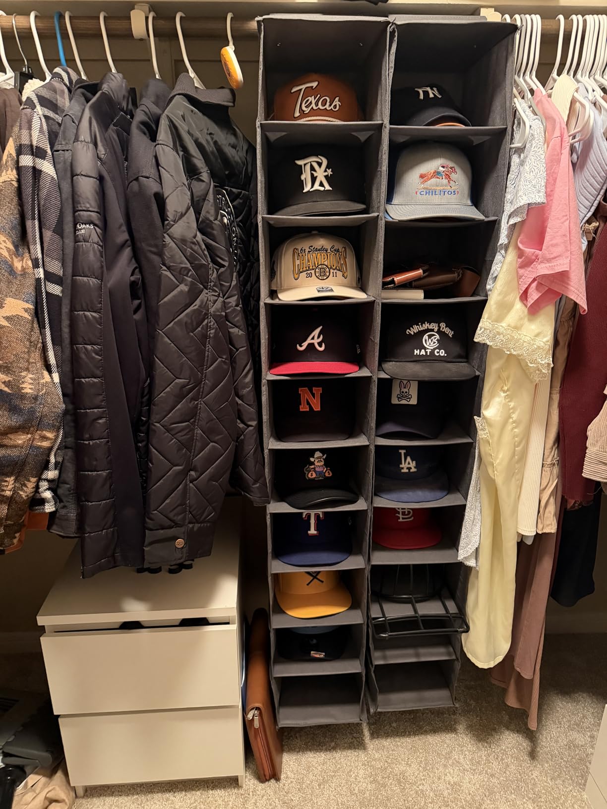 Lifewit Hat Organizer for Baseball Caps, Hat Rack Hanging Storage, Non-Woven Fabric Display Shelf Holds Up to 40 Hats, Cap Holder Hanger for Closet, Bedroom, 7 Compartments, Gray, 1 Pack customer photo 2