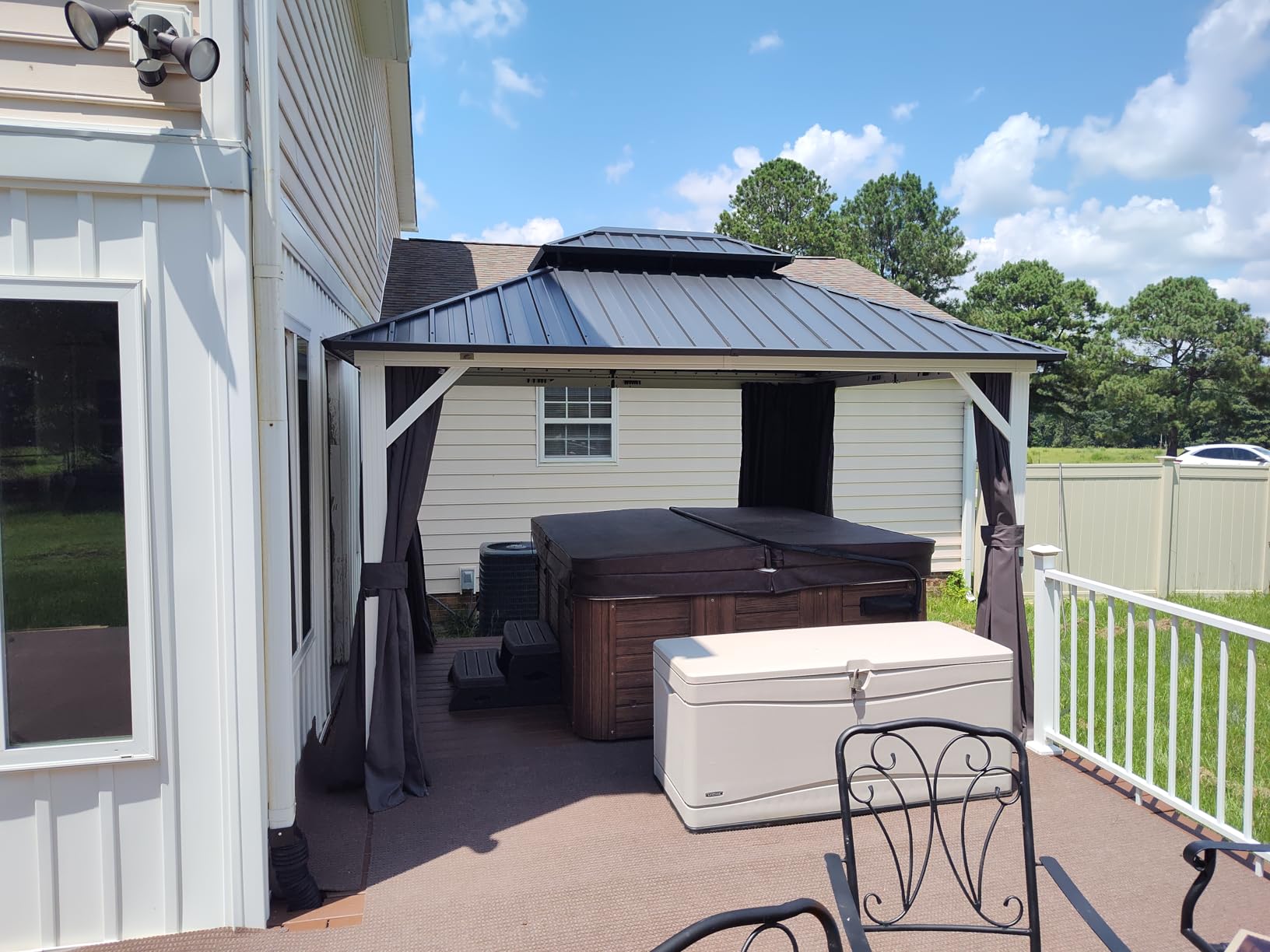PURPLE LEAF 12' X 14' Hardtop Gazebo Metal Double Roof White Aluminum Frame Outdoor Heavy Duty Gazebo with Curtain and Netting for Patio Garden and Backyard, Grey customer photo 1