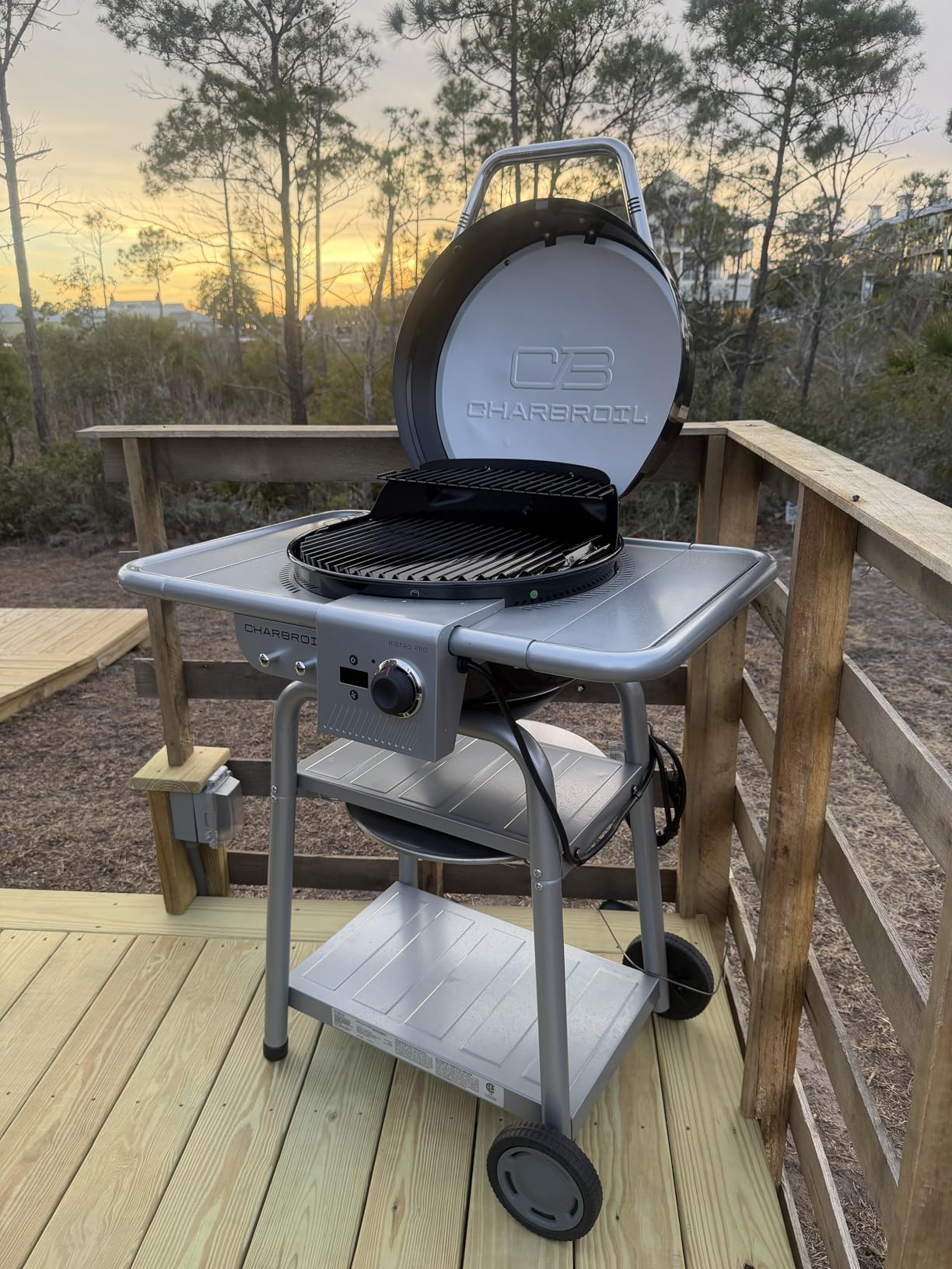 Charbroil 3-in-1 Dual Fuel Outdoor Bistro Pro Electric Grill & Griddle + Charcoal Mode BBQ, Red - 25302146 customer photo 1
