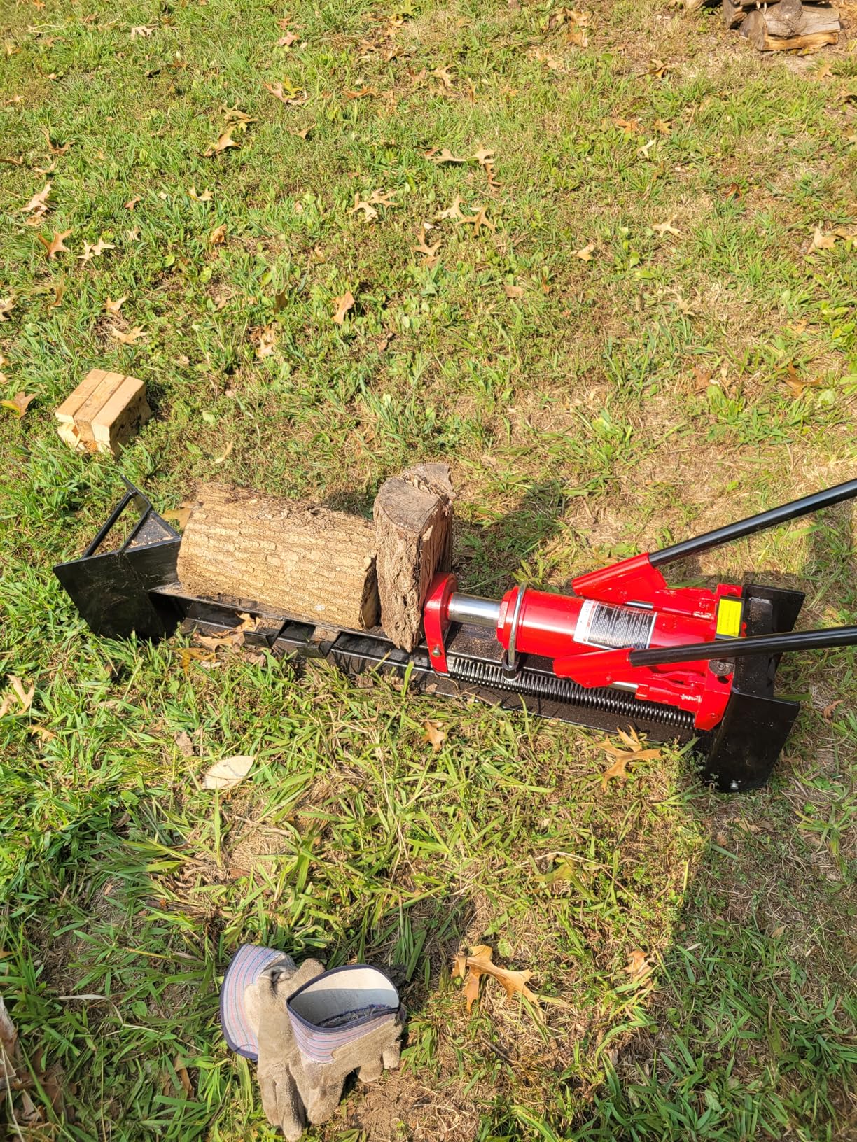 12 T Hydraulic Log Splitter Wood Cutter, Manual Log Splitter with Horizontal Full Steel Beam & Built-in Wheel customer photo 1