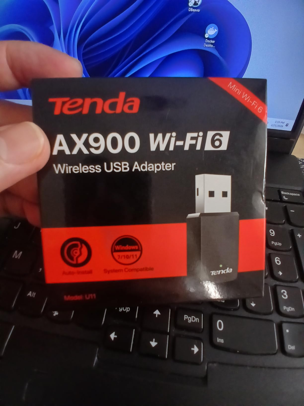Tenda WiFi Adapter for Desktop PC, AX900 USB WiFi Adapter with Dual Band 600Mbps 5GHz/ 286Mbps 2.4GHz, Built-in Driver for Windows 11/10/7, USB WiFi Dongle(U11) customer photo 2
