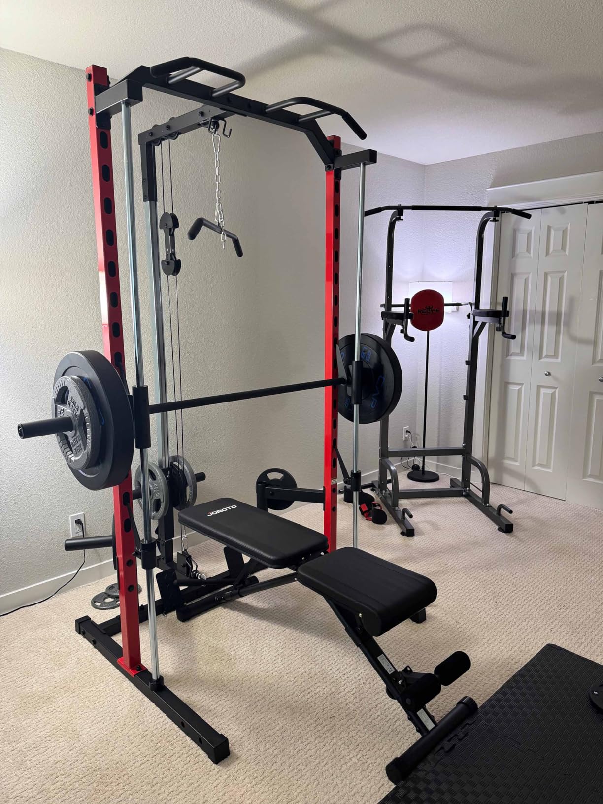 OPPSDECOR Smith Machine Power Rack for Home Gym - All-in-One Power Cage Squat Rack with LAT Pulldown, Cable Machine & Barbell Bar customer photo 1