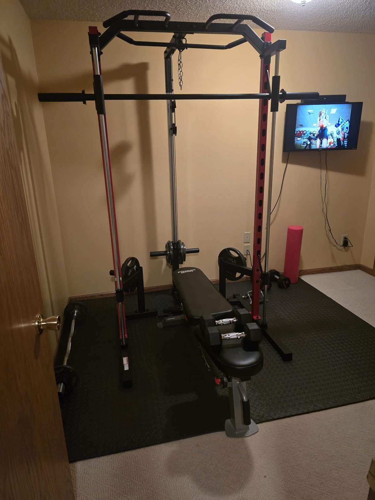 OPPSDECOR Smith Machine Power Rack for Home Gym - All-in-One Power Cage Squat Rack with LAT Pulldown, Cable Machine & Barbell Bar customer photo 2