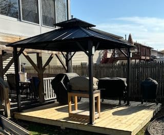 Modern Shade The Horizon Hardtop Gazebo 10' x 12' with 4 LED Lights, Permanent Outdoor Gazebo with Galvanized Steel Double Roof, Grill Pavilion with Decor Hooks, Mosquito Nettings, Black customer photo 2