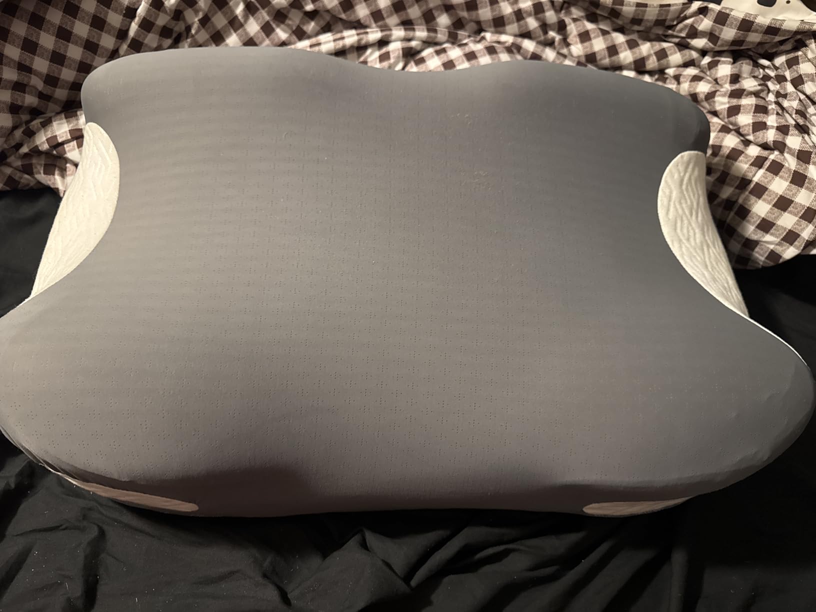 Elviros Cervical Neck Pillow for Neck Pain Relief, CPAP Pillow for Side, Back & Stomach Sleepers, Ergonomic Orthopedic Pillow for CPAP Users to Reduce Air Leaks and Mask Pressure, Dark Grey customer photo 1