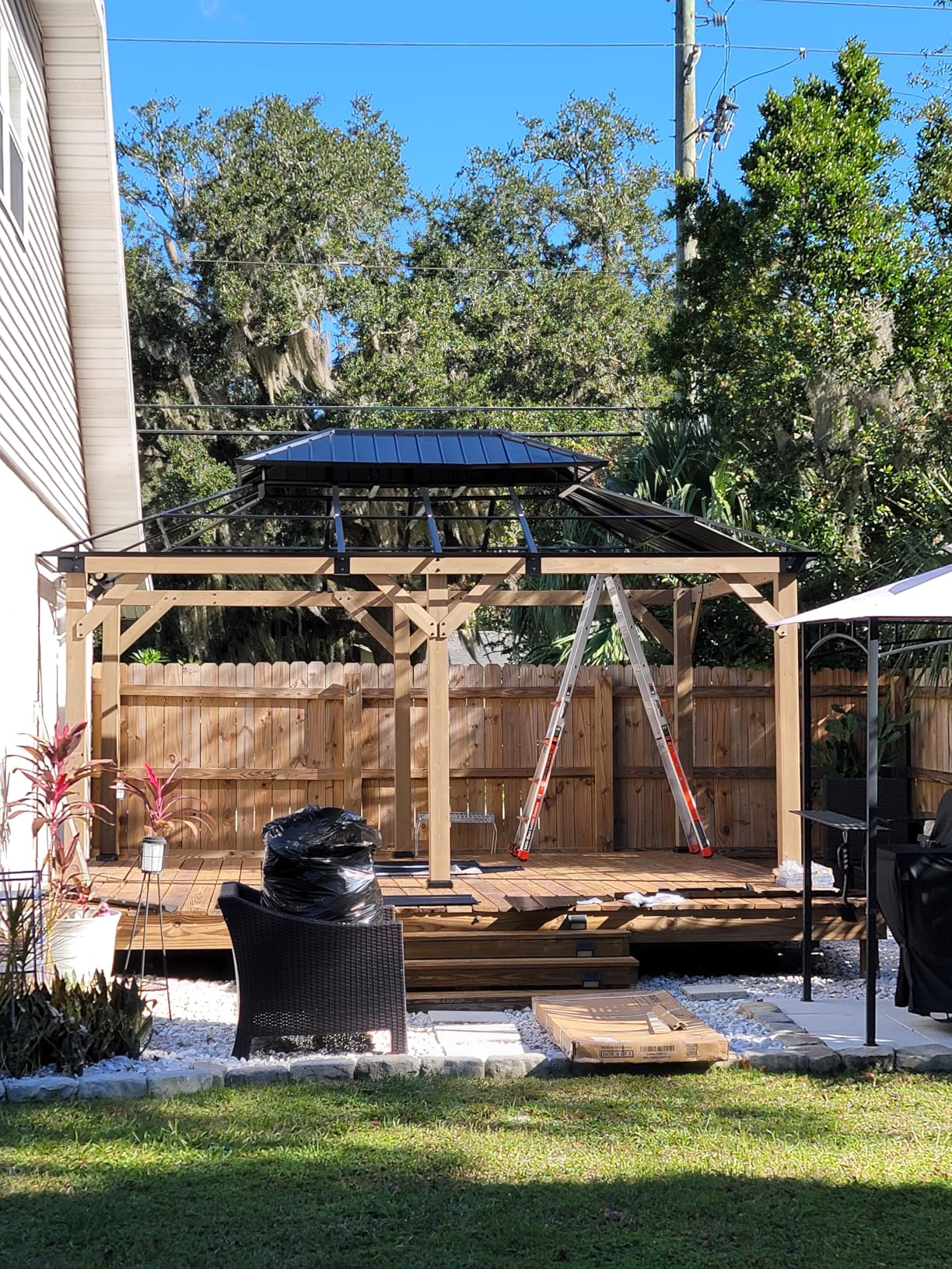 Aoxun 10' x 12' Outdoor Wood Gazebo, Hardtop Gazebo Permanent Wooden Pavilion with Galvanized Steel Double Roof, for Patio, Garden, Deck, Cedar Wood customer photo 1
