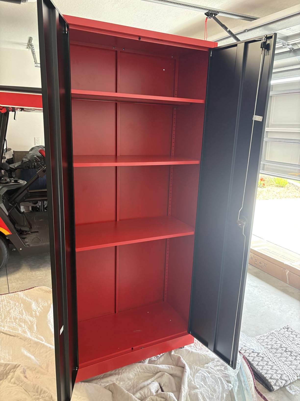 SISESOL Metal Storage Cabinet with Wheels, 75 inch Tall Rolling Garage Storage Cabinet with Lock, Black Metal Cabinets with Wheels and Shelves customer photo 2
