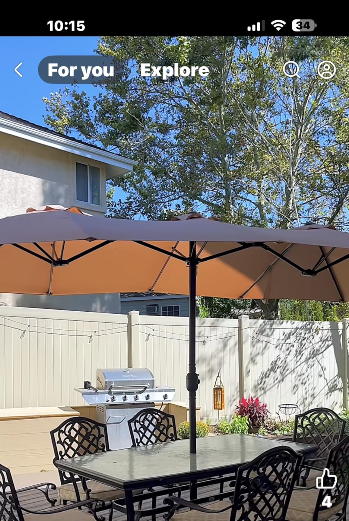 15ft Patio Umbrella with Base, Large Outdoor Double-Sided Rectangle Umbrella with Crank Handle, Market Umbrella for Poolside Garden Deck Backyard Beach Pools, Beige customer photo 1