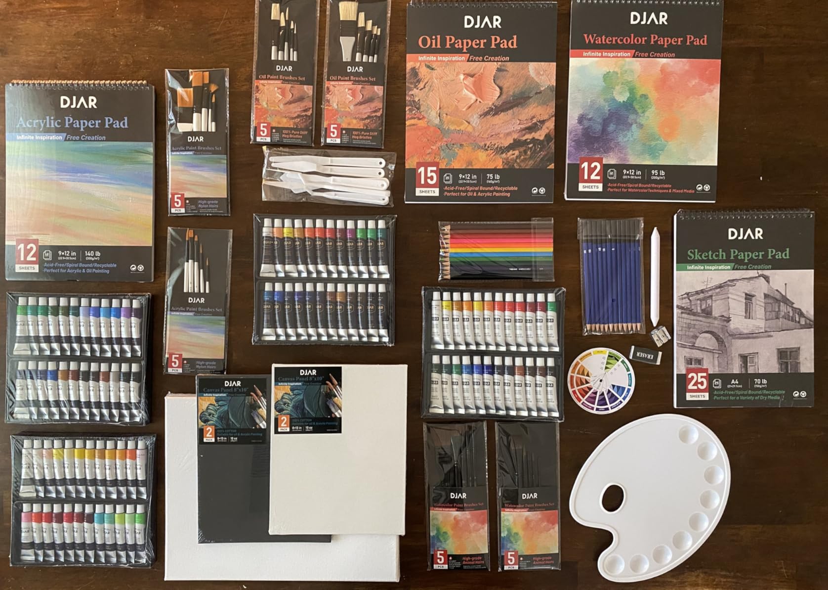 DJAR 174pcs All-in-One Art Painting Set with Tabletop Easel & Tripod, Acrylic, Watercolor, Oil & Sketch Kit, 96 Acrylic, Watercolor & Oil Paint Set for Beginners, Professionals, Artists customer photo 2