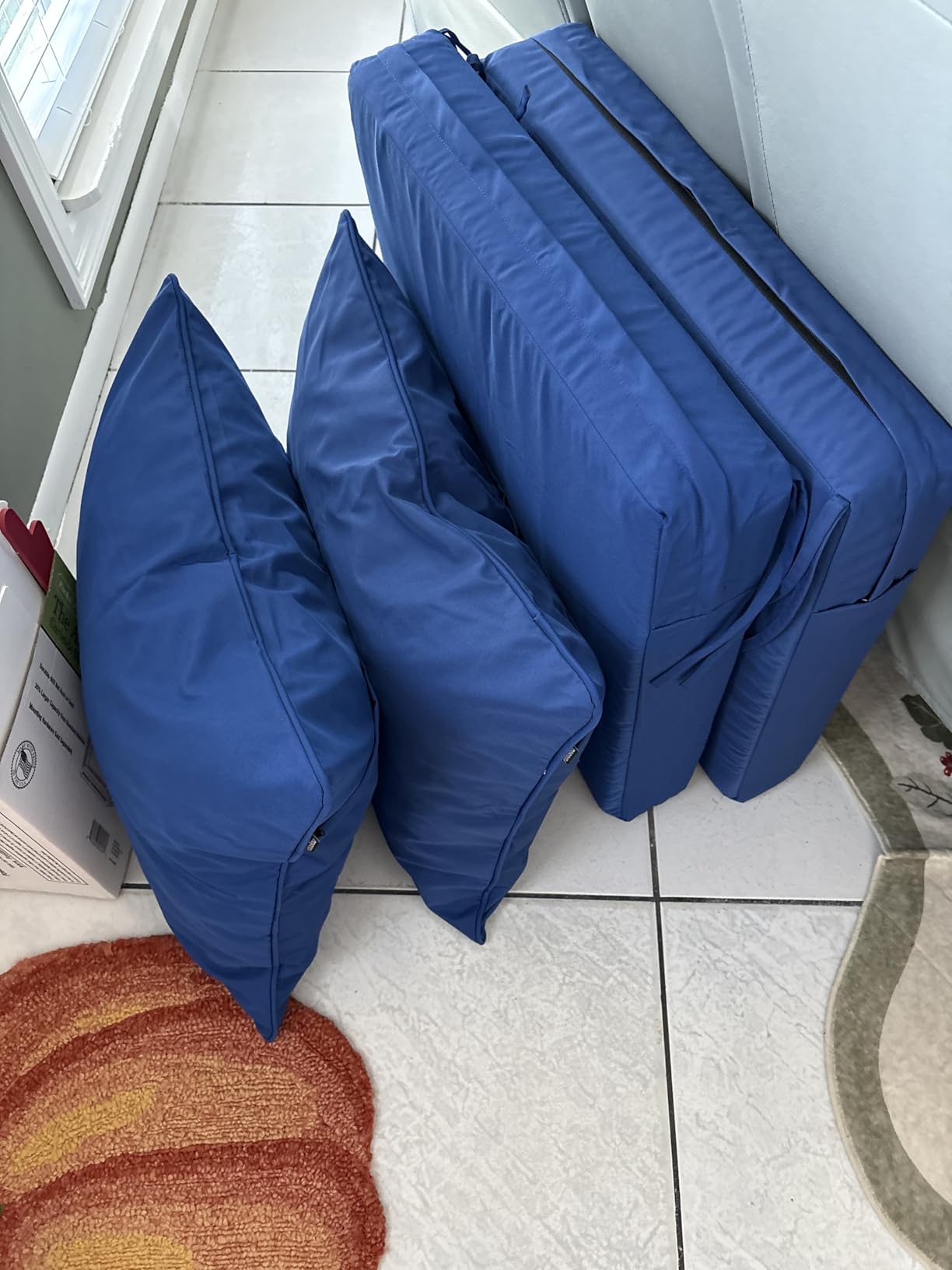 Outdoor Seat Cushion Set 24 x 24 x 4 Inch, Waterproof & Fade Resistant Patio Furniture Cushions with Removable Cover and Ties, Thick Deep Seating Pads for Outside Chair Sofa Couch, Blue customer photo 1