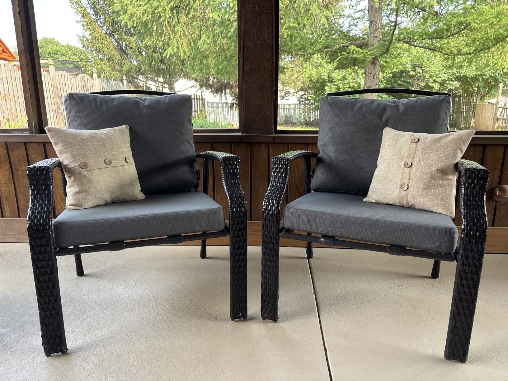 Outdoor Seat Cushion Set 24 x 24 x 4 Inch, Waterproof & Fade Resistant Patio Furniture Cushions with Removable Cover and Ties, Thick Deep Seating Pads for Outside Chair Sofa Couch, Blue customer photo 2