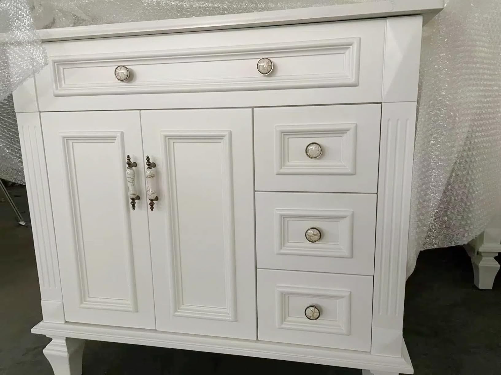 WELLFOR 72 inch Bathroom Vanity with Double Sinks, Solid Wood Vanity for Bathroom W/4 Doors and 4 Drawers, Bathroom Vanity Storage Organizer with Carrara White Marble Countertop and Sink Set, White customer photo 1