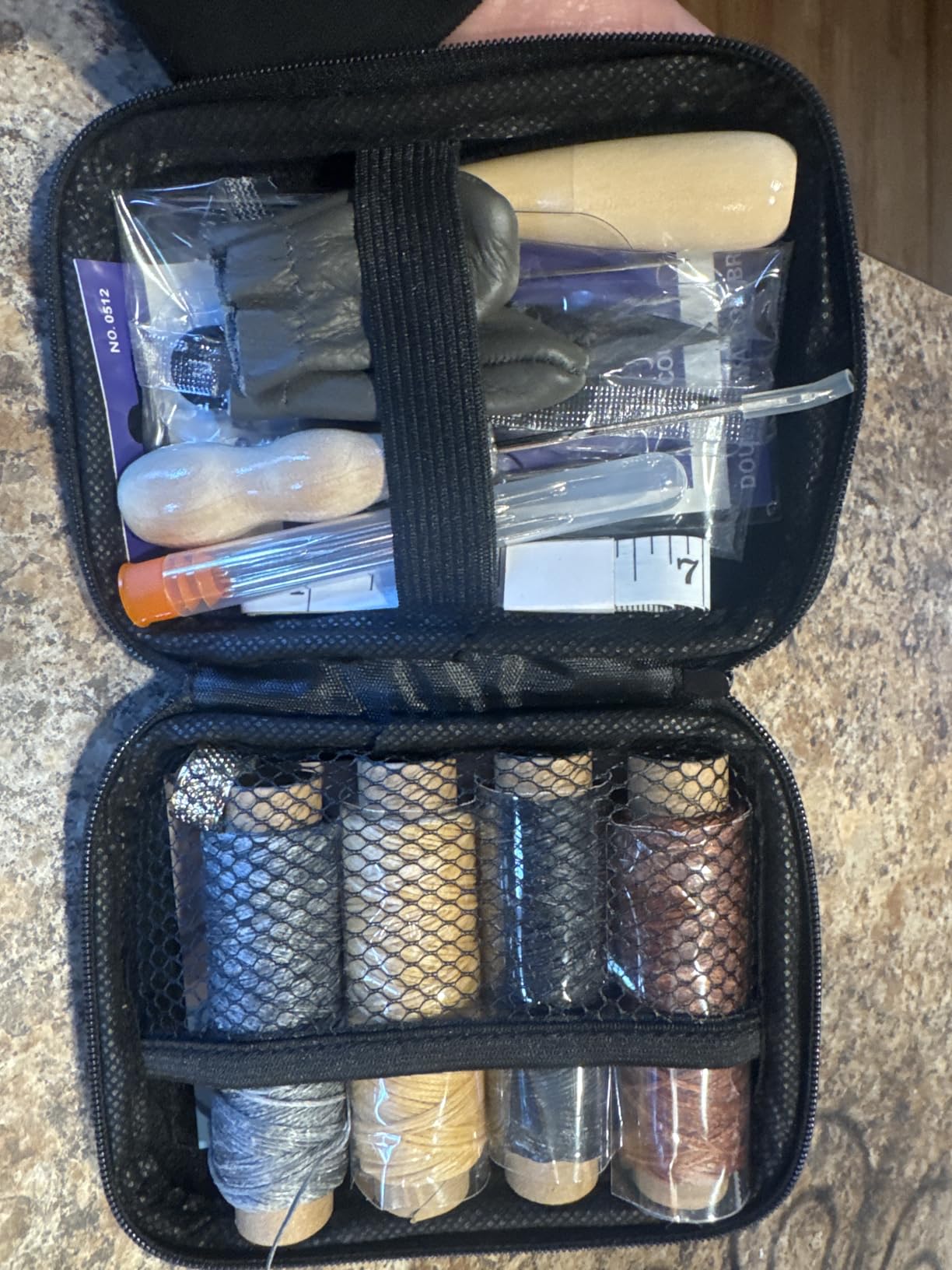 MORFEN Leather Sewing Kit Upholstery Repair Kit Leather Stitching Kit with Hole Punch, Waxed Thread, Sewing Awl, Upholstery Needles, Leatherworking Tools for Hand Stitching Furniture, Car, Sofa customer photo 1