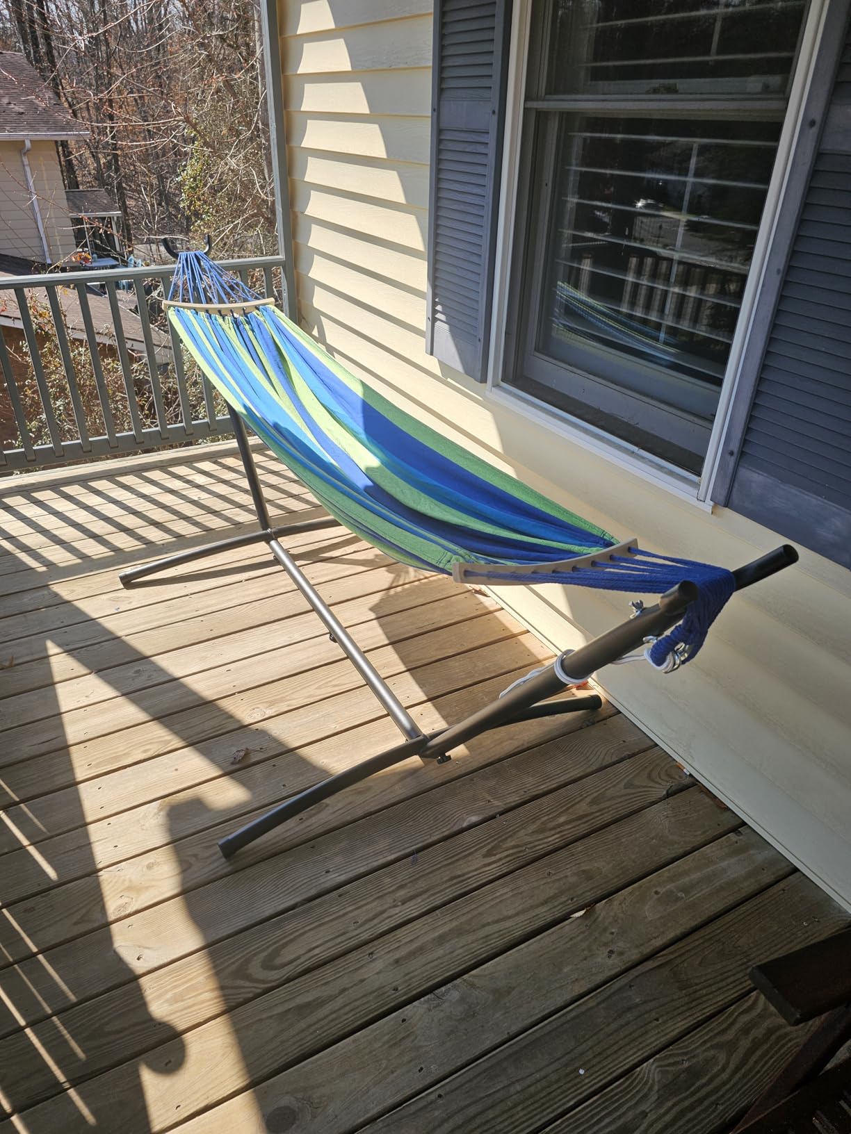 Double Hammock, Heavy Duty Portable, 500 lb Weight Capacity, Perfect for Both Indoors and Outdoors, 2 Person Hammock with Carrying Bag, Wide Blue customer photo 2