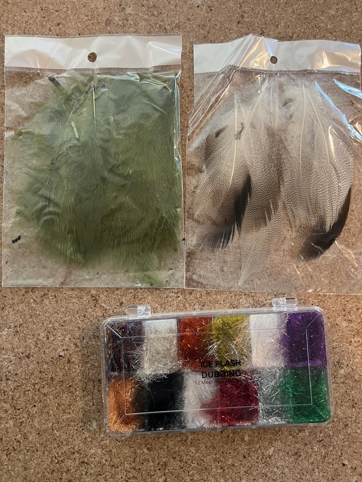 EUPHENG Fly Tying Materials Kit 14 Types of Feathers, Dubbing & Hooks, UV Dyed Hackle Feathers Starter kit for Tying Fly Fishing Flies, Perfect for Tails & Wings, Easy to Tie Fly Tying Kit customer photo 2