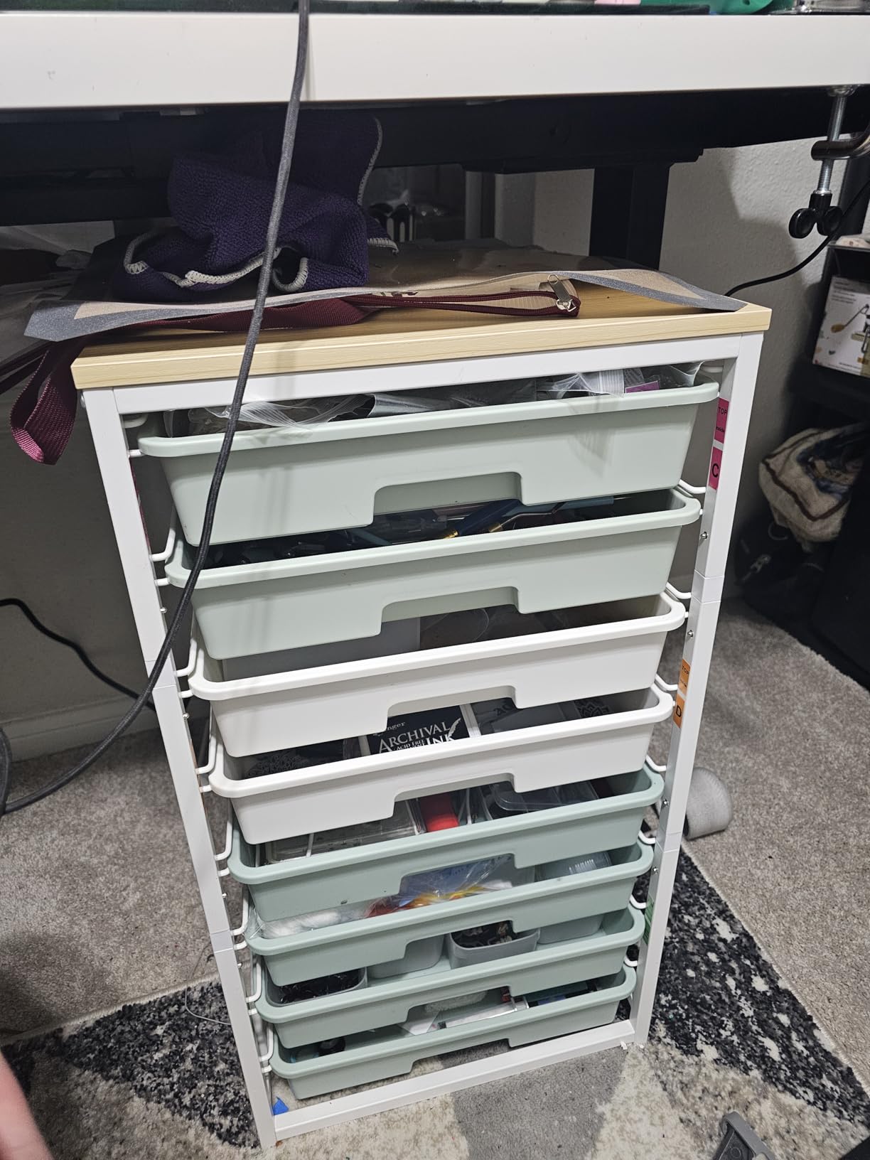 Rolling Storage Utility Cart Organizers with 8 Drawers and Wooden Tabletop for Living Room, Office, Classroom customer photo 1