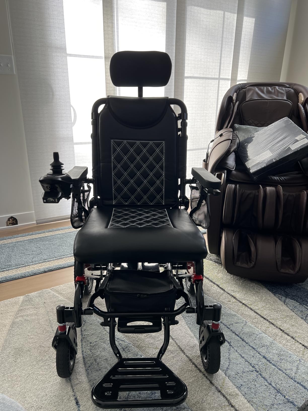 DX11 - Reclining Foldable Electric Wheelchairs for Adults - Longest Range 25 Miles of Freedom: Airline Approved Deluxe Electric Wheelchair with Dual 12AH Lithium Batteries, 600W Motor (Model8) customer photo 2