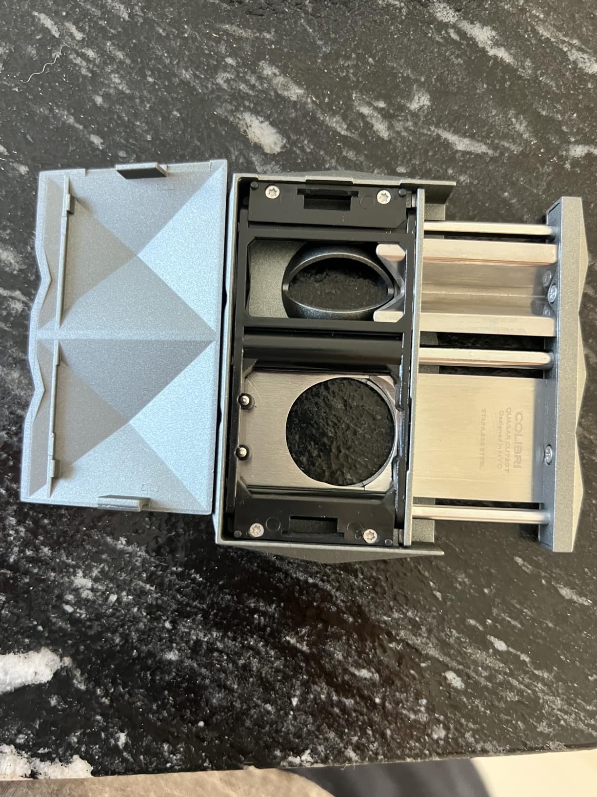 Colibri Premium Quasar SV-Cut 2 in 1 Cigar Cutter - Ergonomic Stainless Steel V-Cut and Straight Cut Style Spring-Loaded Blade, Ideal for up to 60+ Ring Gauge - Gift for Cigar Enthusiasts (Black) customer photo 1