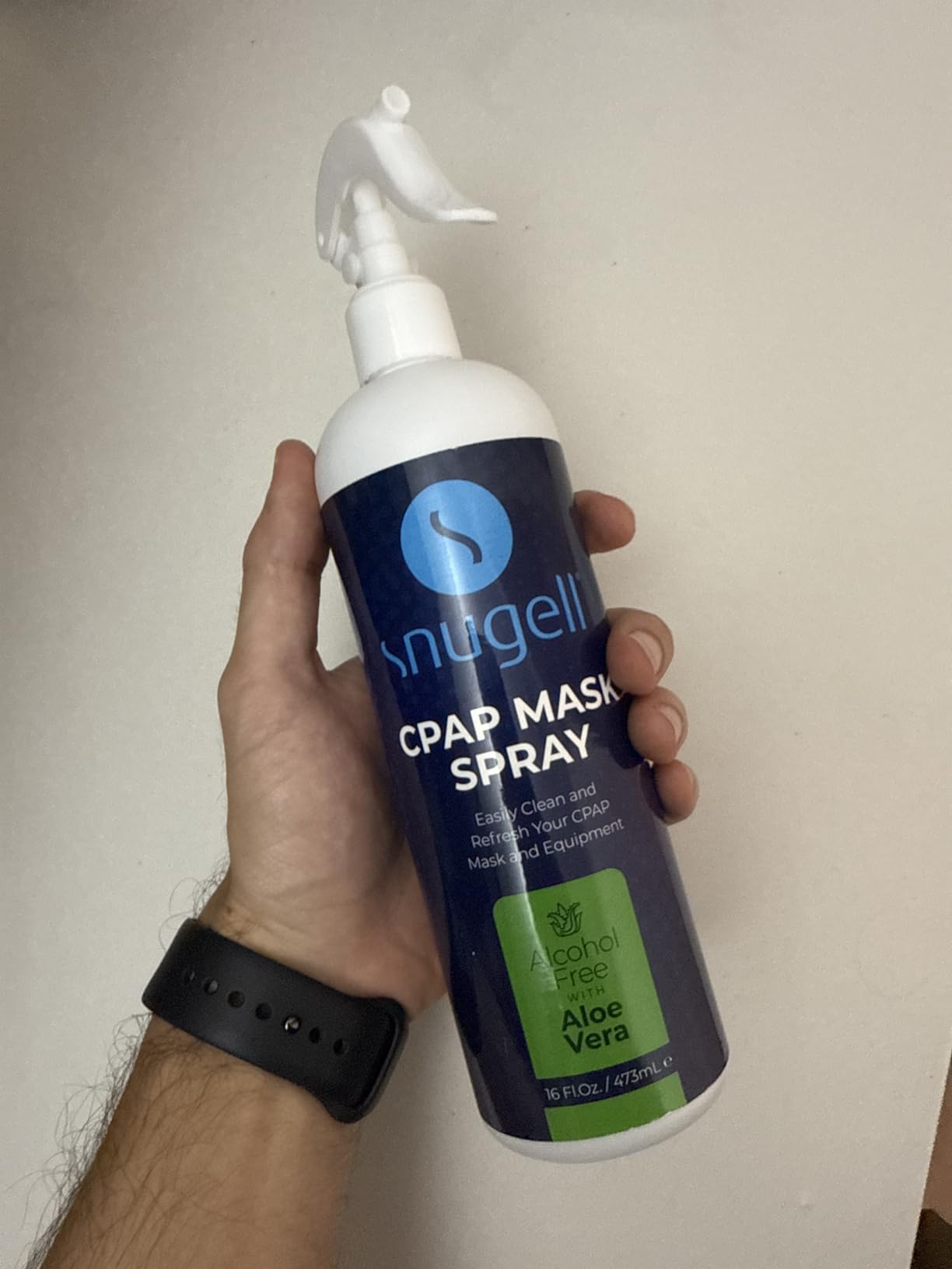 Snugell CPAP Cleaner Spray - Alcohol Free with Aloe Vera, Gentle Cleaner for Masks, Tubes & Machines for Best CPAP Cleaning - Easy to Use, Refreshes & Maintain your Equipment (16 floz bottle) (1-Pack) customer photo 1