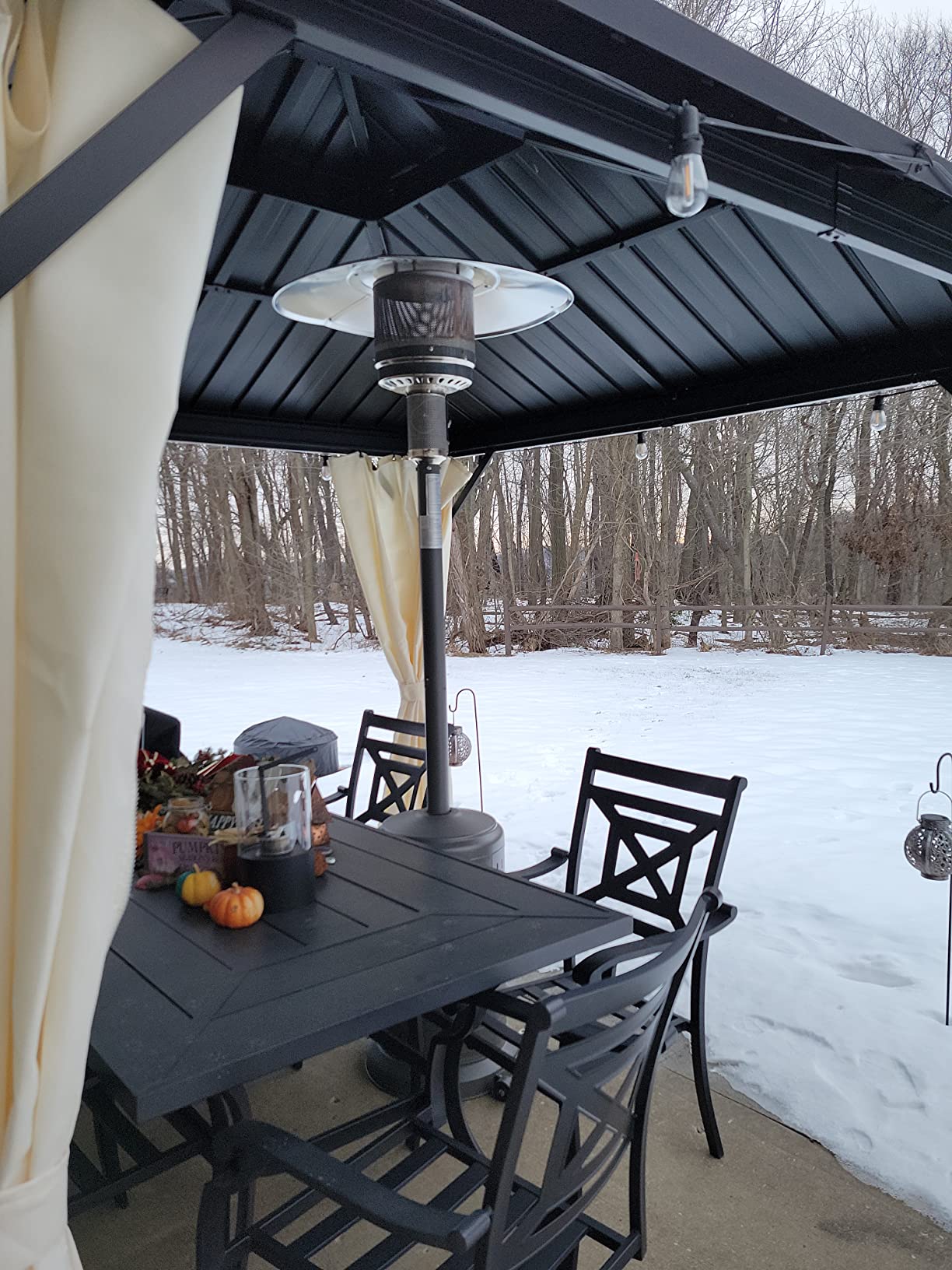 PAMAPIC 48000 BTU Patio Heater with high-strength waterproof cover, Propane Heater for Outdoor Use 2 in 1 Table Design, Double-Layer Stainless Steel Burner,Residential, Gray (Brown) customer photo 1