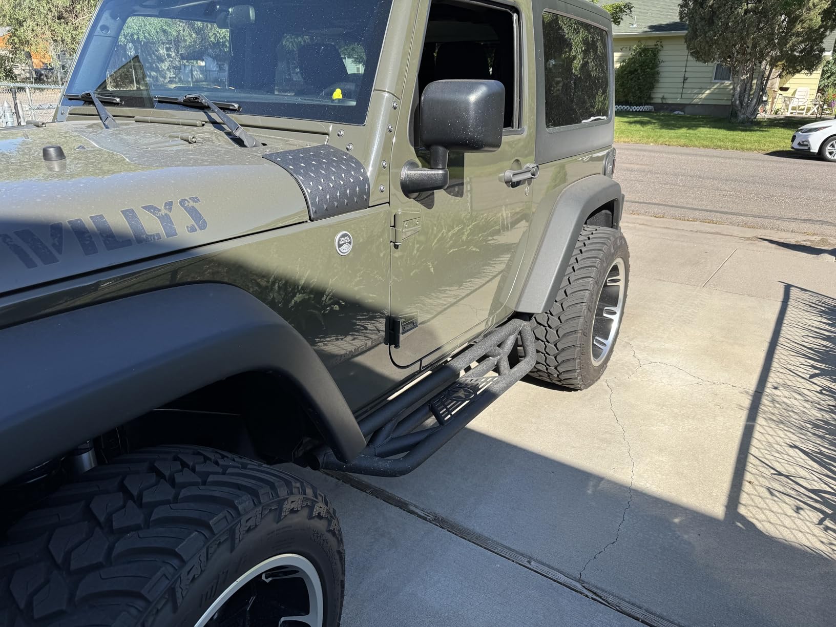 Running Boards Side Steps Compatible with 1997-2006 Jeep Wrangler TJ 2 Doors, Heavy-Duty Steel Nerf Bars Step Plates Rock Sliders Rails (Off-Road, Black) customer photo 2