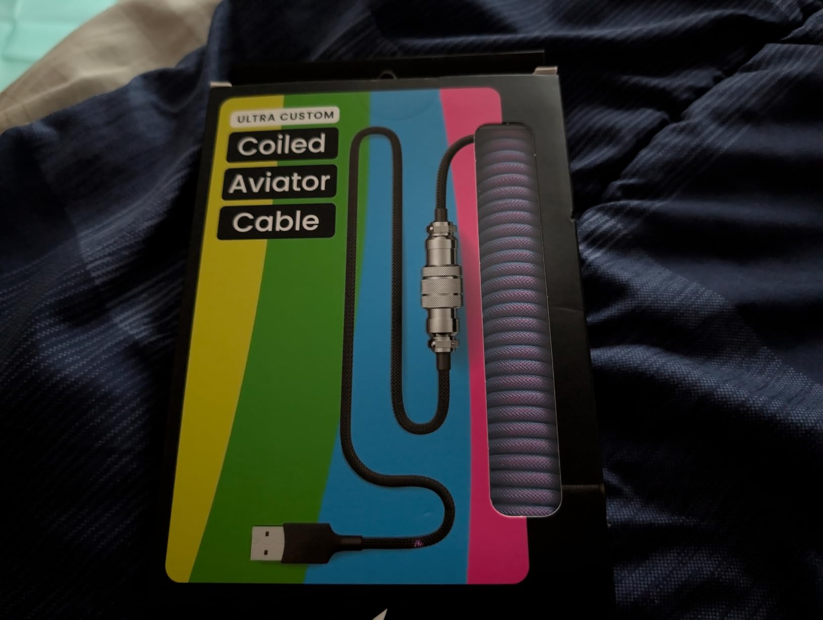 PWNAGE Coiled Aviator Cable - Nebula Purple - Detachable USB-C Mechanical Keyboard Cable with Double-Sleeved Paracord, Custom Coiled Design, Durable Metal Aviator Connector customer photo 1