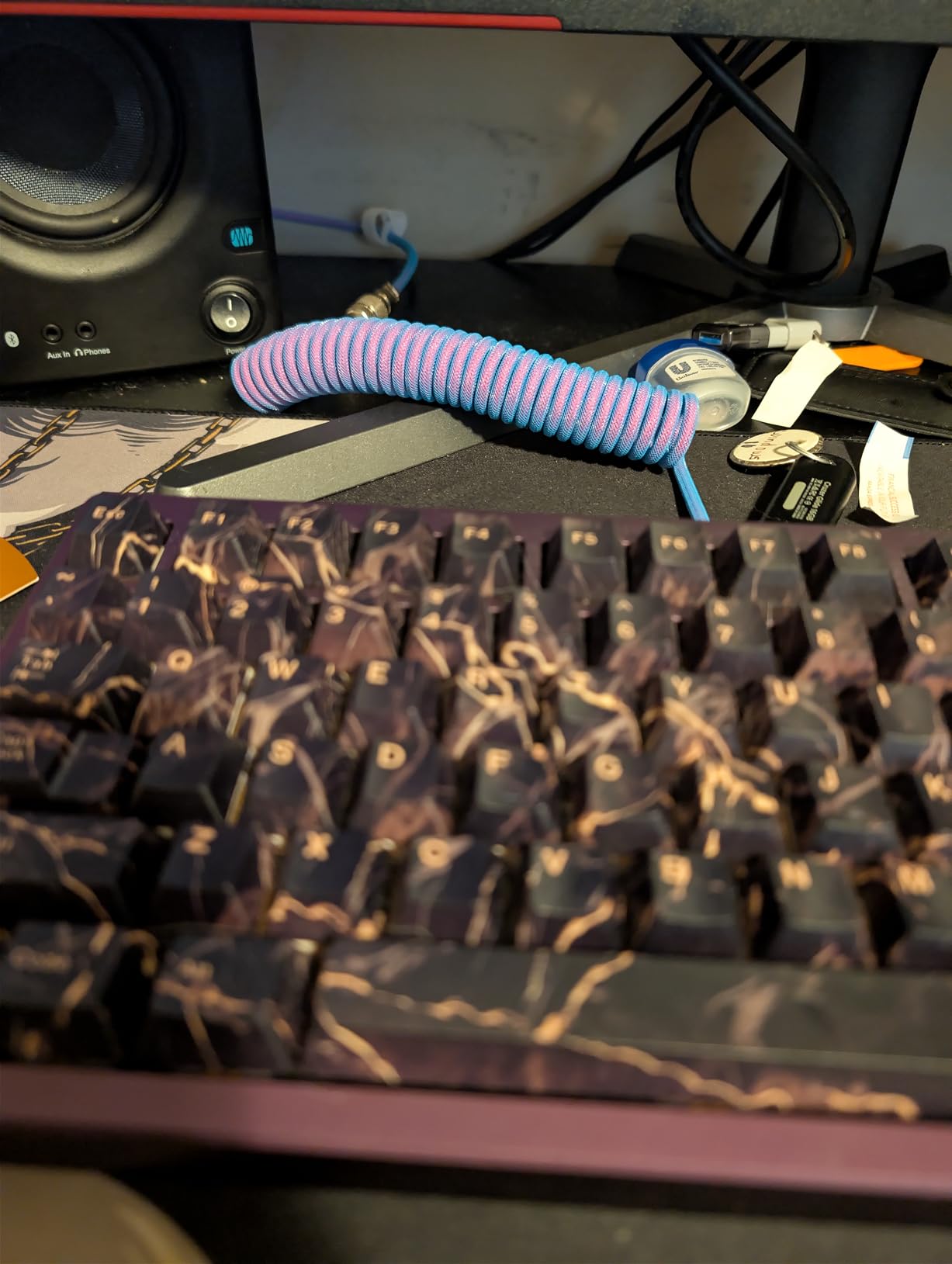PWNAGE Coiled Aviator Cable - Nebula Purple - Detachable USB-C Mechanical Keyboard Cable with Double-Sleeved Paracord, Custom Coiled Design, Durable Metal Aviator Connector customer photo 2