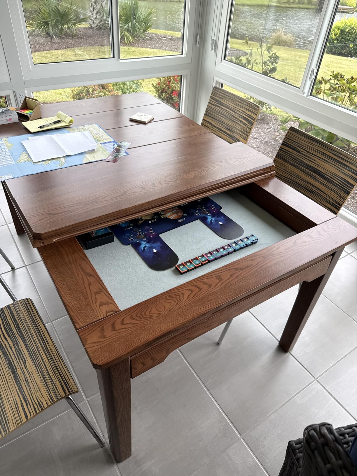 Board Game Table for 6 Players, 53in x 30in Gaming Area, Removable Top, Includes Tablecloth, Detachable Cup Holders & Trays, Convertible Game/Dining Puzzle Table customer photo 2